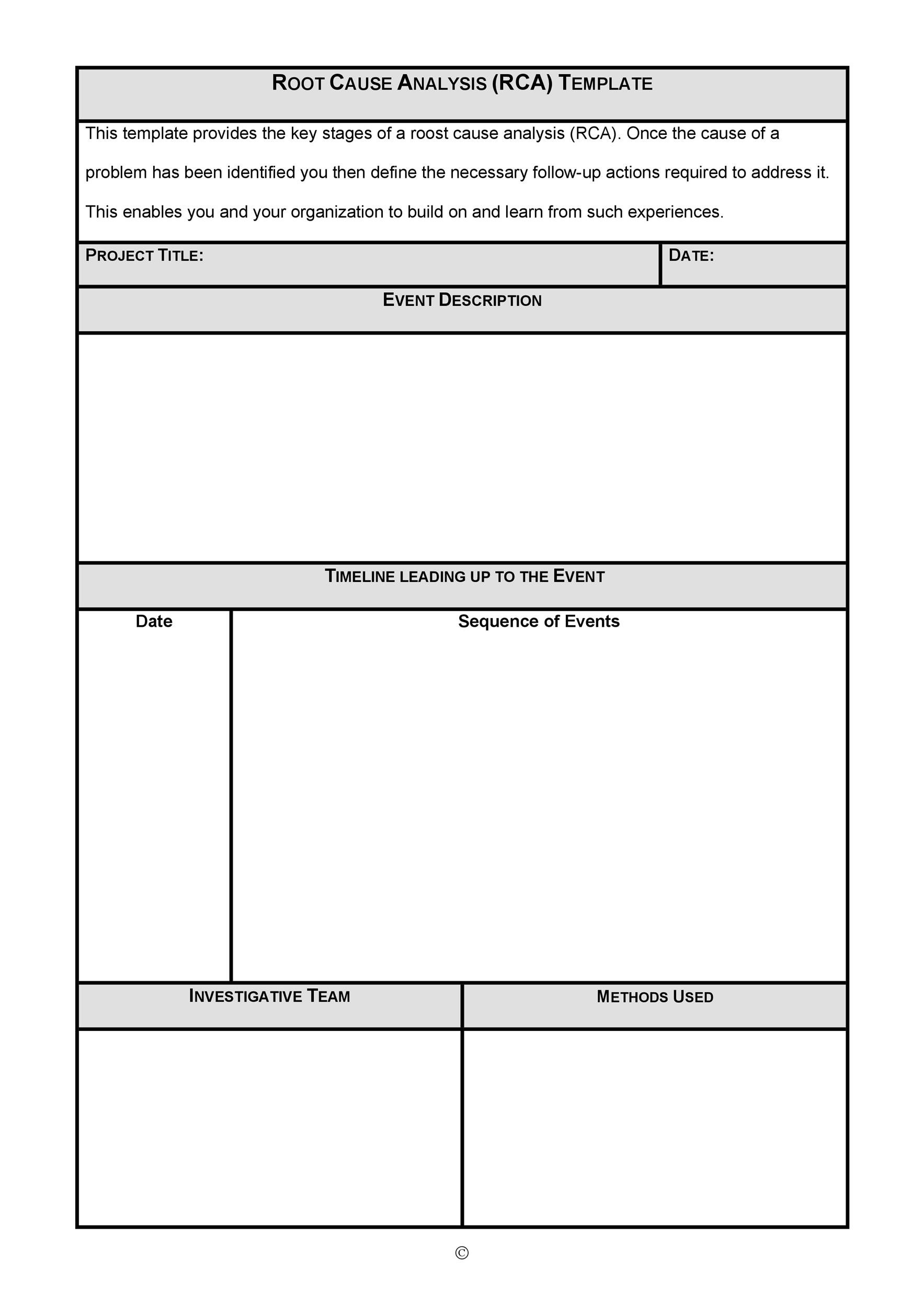 40+ Effective Root Cause Analysis Templates, Forms &amp;amp; Examples with regard to Rca Sample Template