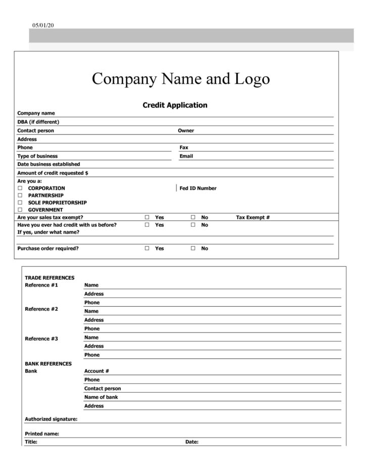 Loan Application Form Sample Template