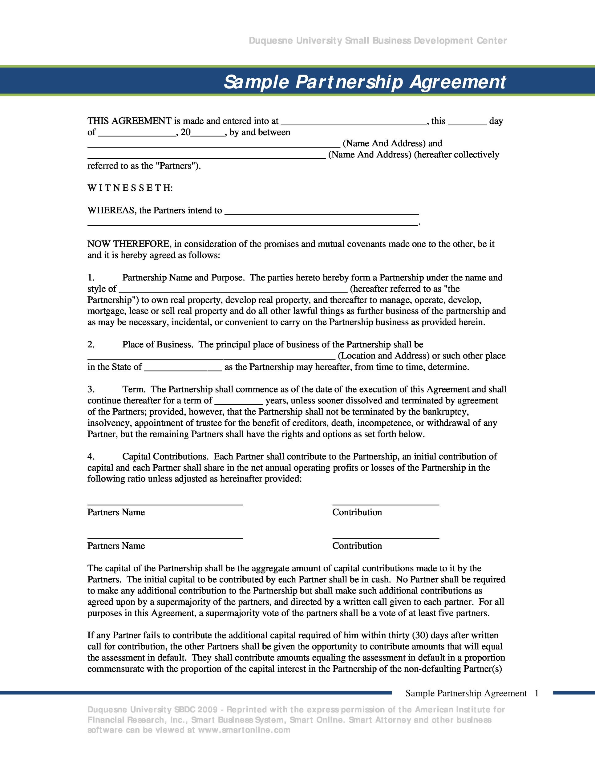 40+ Free Partnership Agreement Templates (Business, General) within Business Partnership Agreement Template Sample