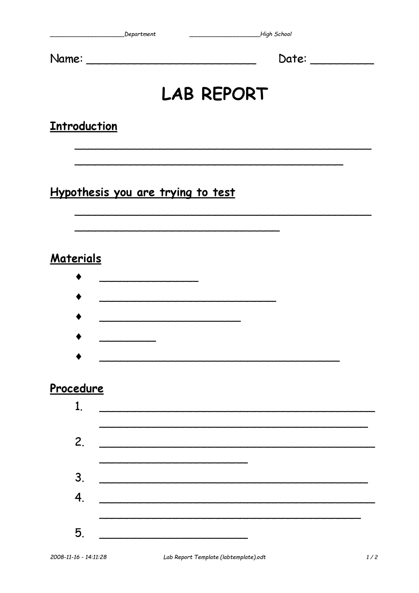 40 Lab Report Templates &amp;amp; Format Examples ᐅ Templatelab with Test Report Sample Template