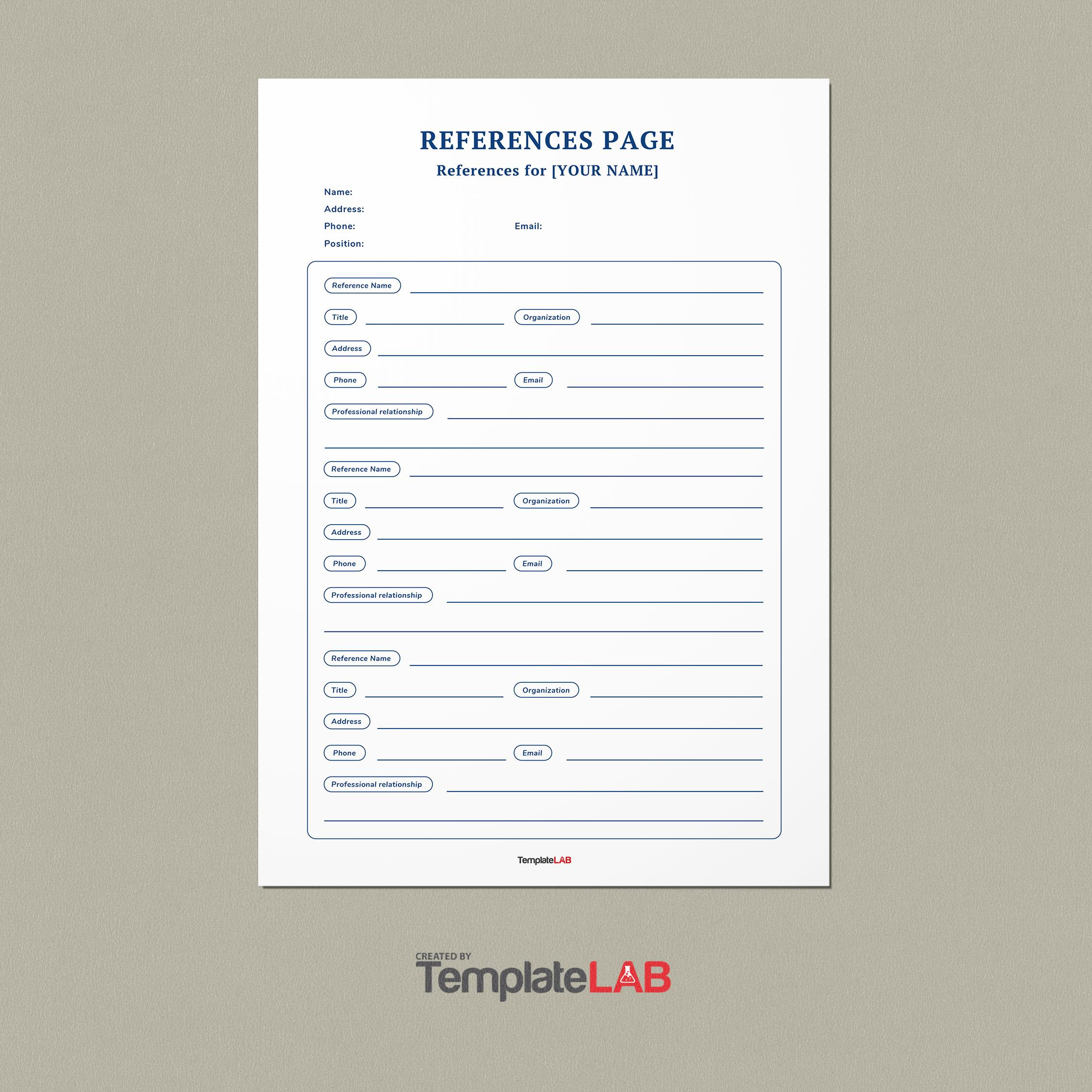 References Sample Template | Template Samples