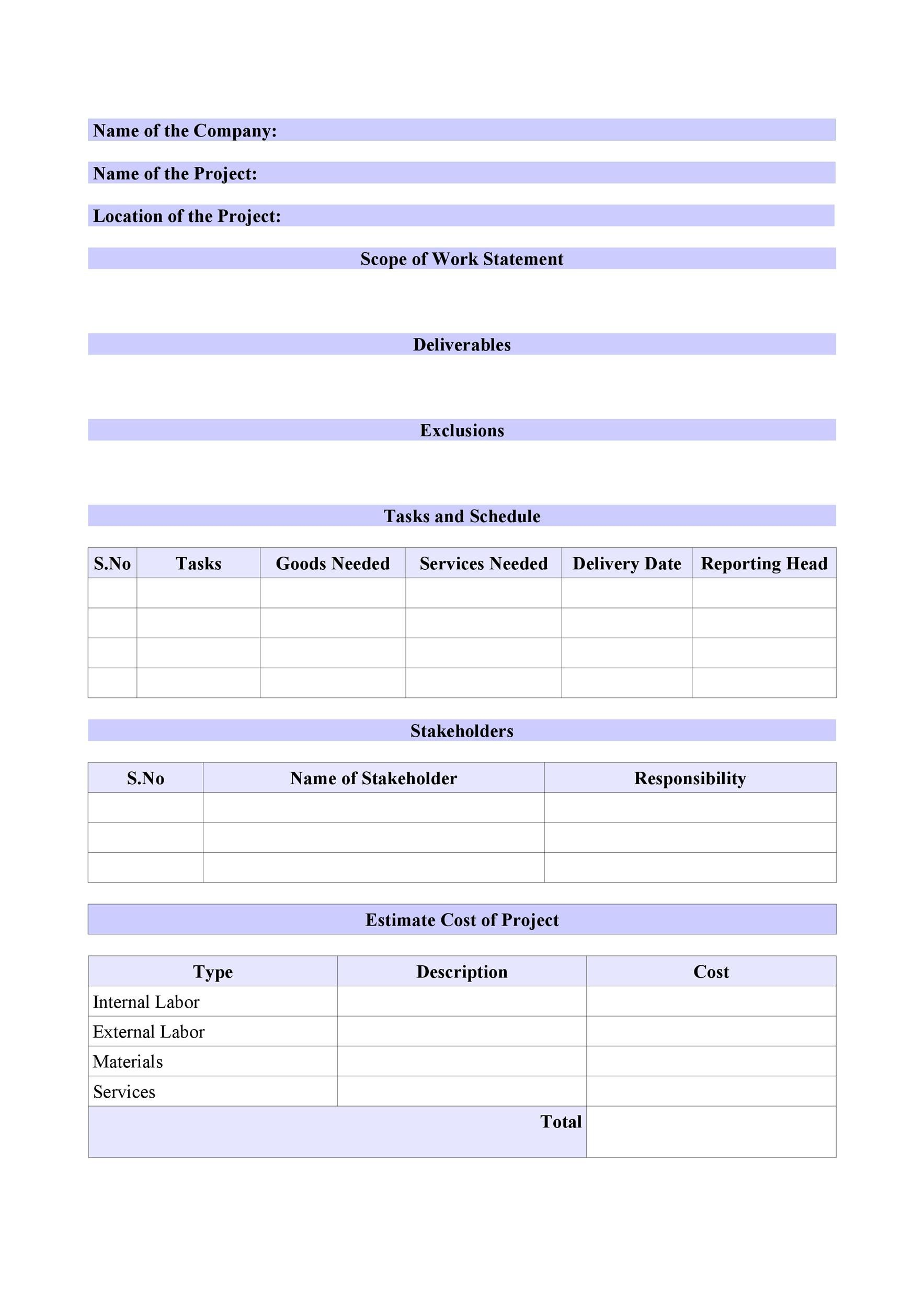 40 Ready-To-Use Scope Of Work Templates &amp;amp; Examples within Scope of Work Template Sample