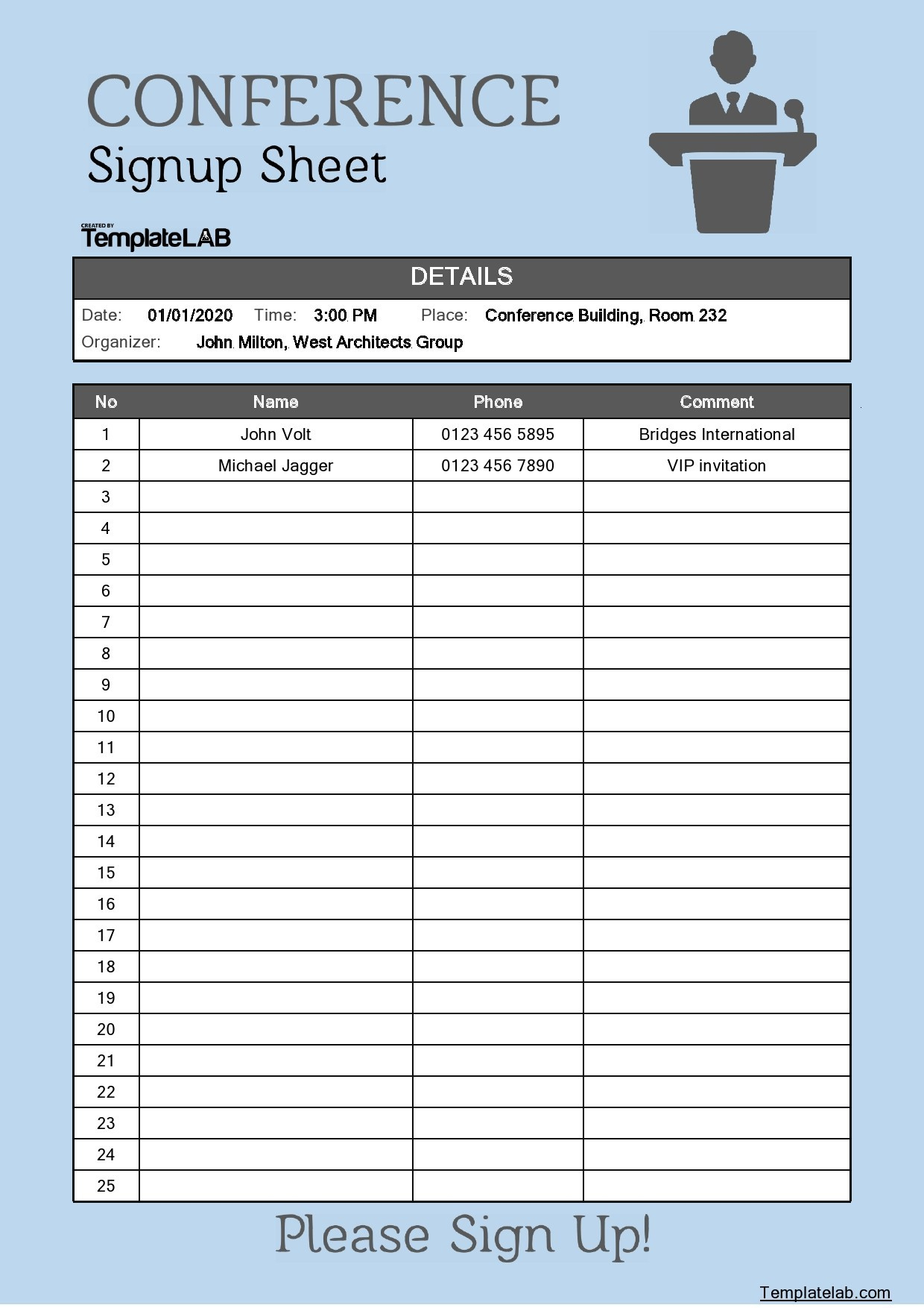 40 Sign Up Sheet / Sign In Sheet Templates (Word &amp;amp; Excel) inside Sign-In Sheet Sample Template