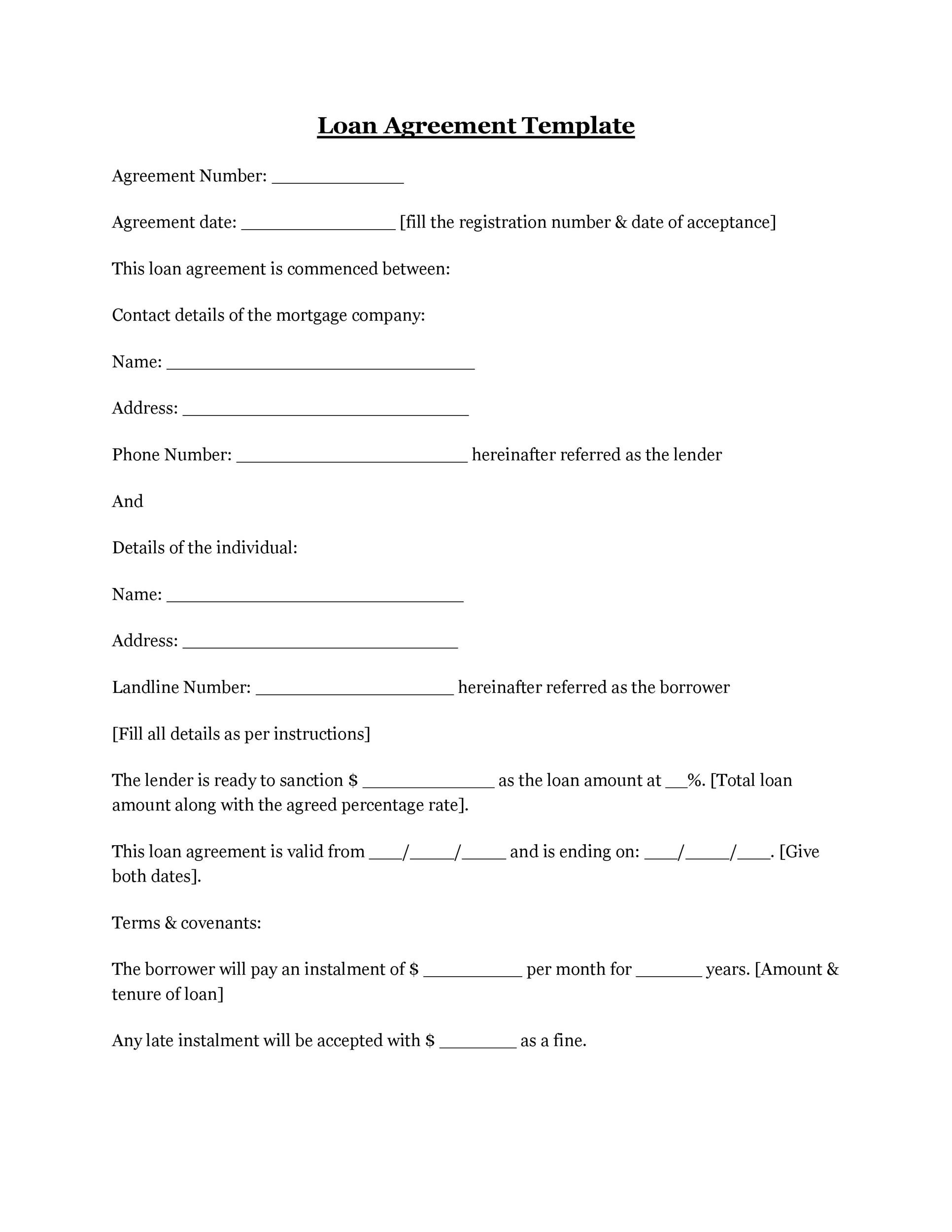 40+ Simple Loan Agreement Templates [Free] ᐅ Templatelab throughout Personal Loan Contract Sample Template