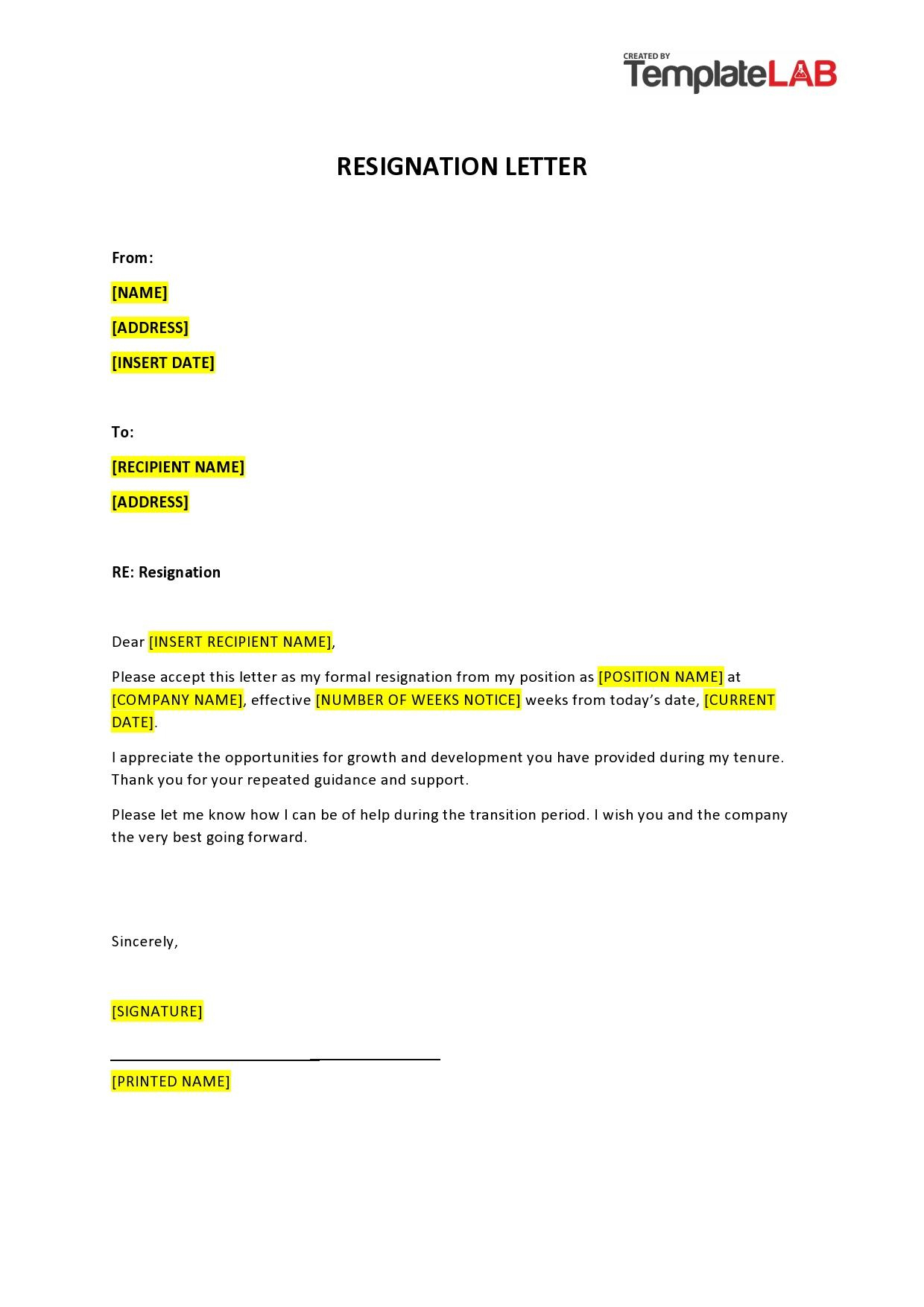 40 Two Weeks Notice Letters (&amp;amp; Resignation Letter Templates) inside Resignation Letter with 2 Weeks Notice Sample Template