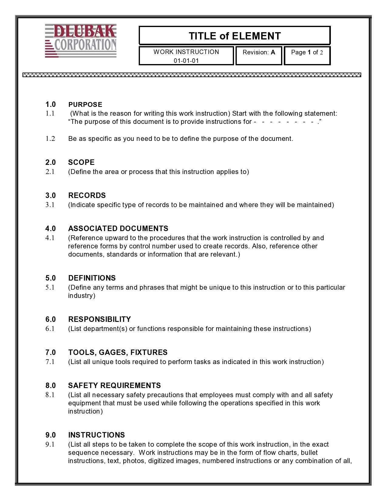 40 Useful Work Instruction Templates (Stepstep) throughout Work Instructions Template Sample