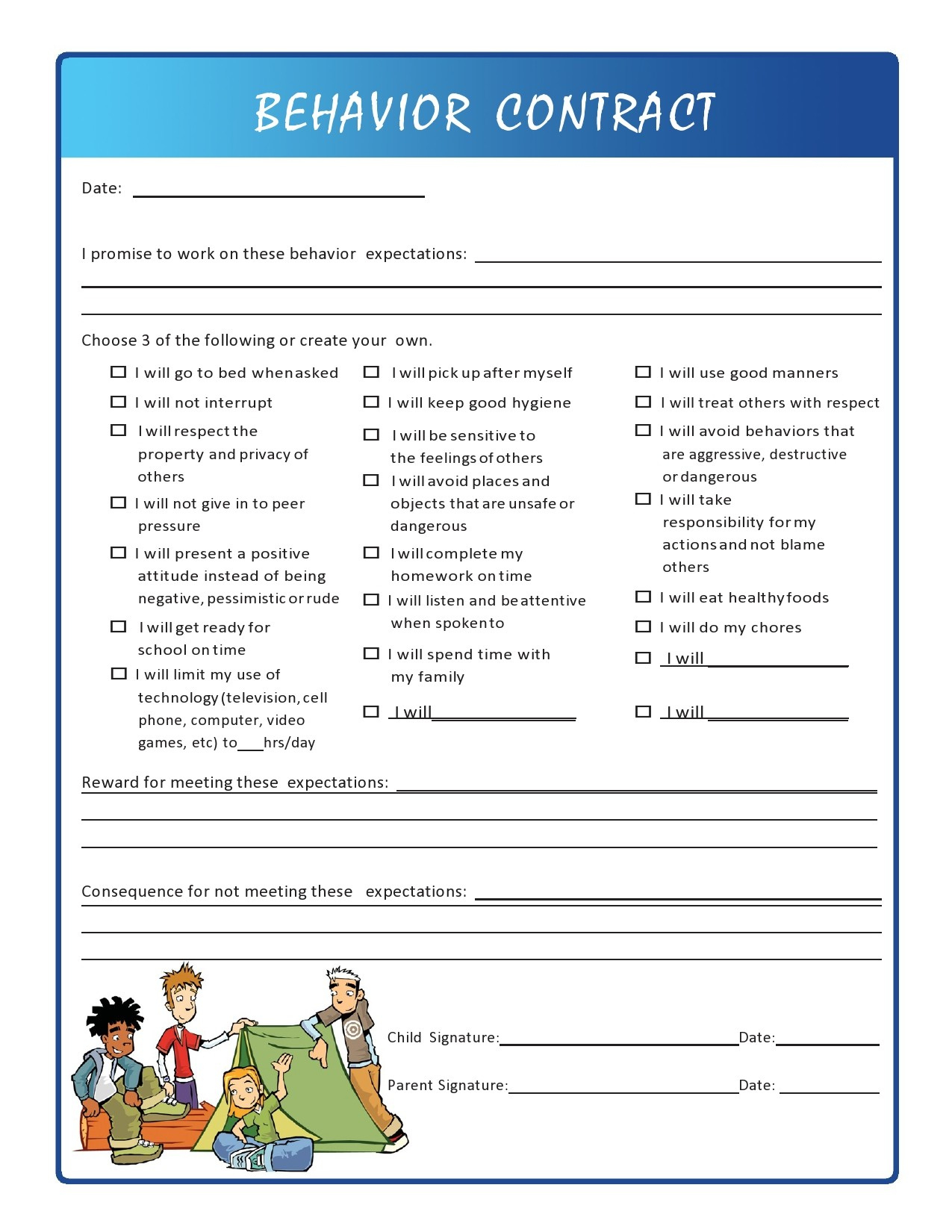 41 Effective Behavior Contract Templates (+Examples) ᐅ Templatelab within Sample Behavior Contract Template