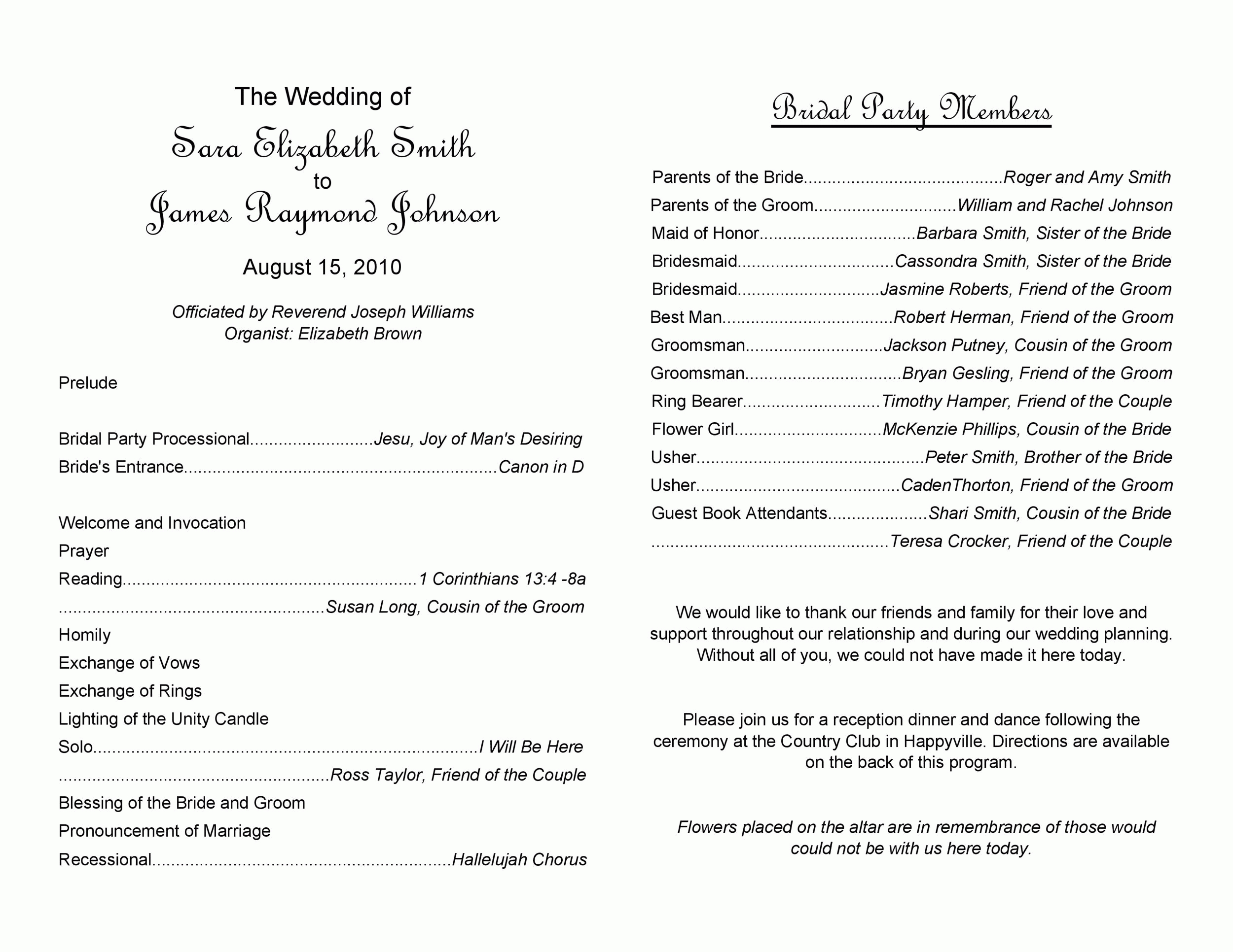 41 Printable Wedding Program Examples &amp;amp; Templates pertaining to Wedding Program Sample Template