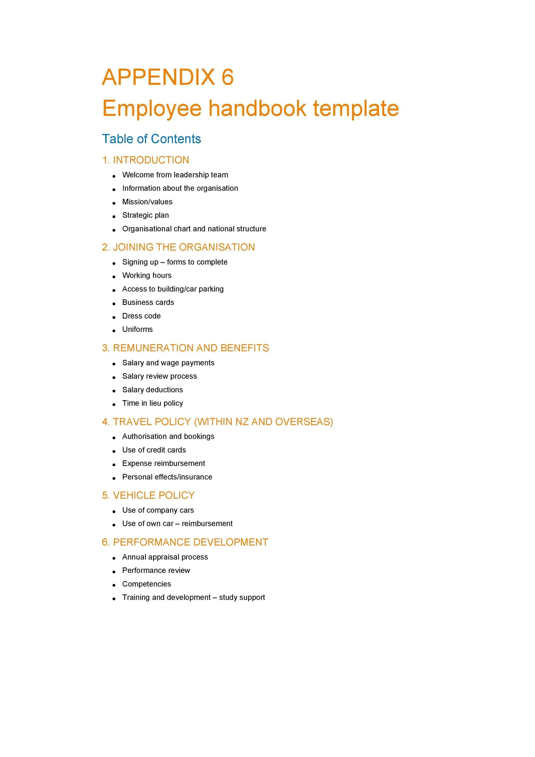 42 Best Employee Handbook Templates &amp;amp; Examples ᐅ Templatelab within Free Sample Employee Handbook Template