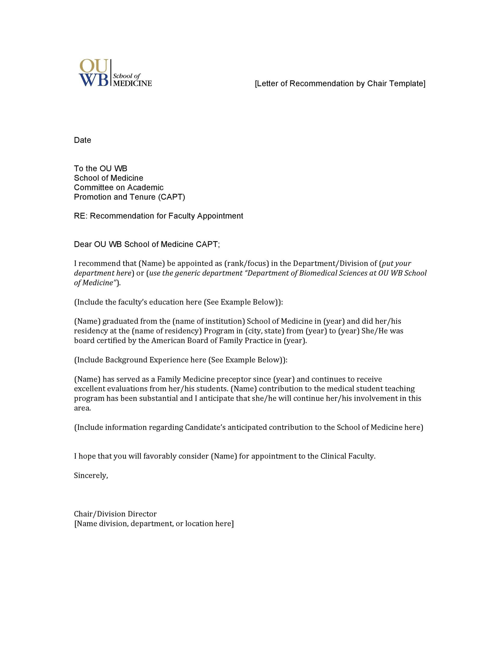 43 Free Letter Of Recommendation Templates &amp;amp; Samples in Recommendation Letter Template Sample