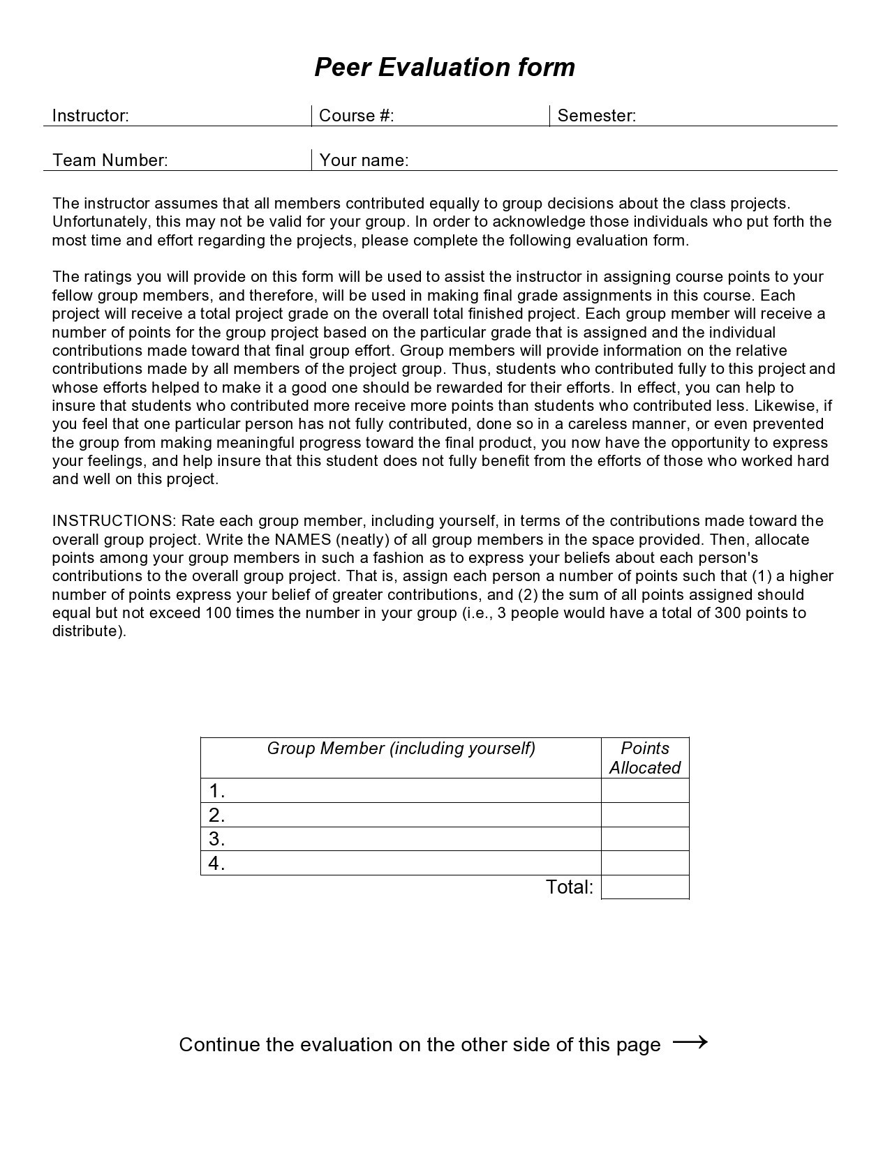 43 Great Peer Evaluation Forms [+Group Review] ᐅ Templatelab throughout Peer Review Sample Template