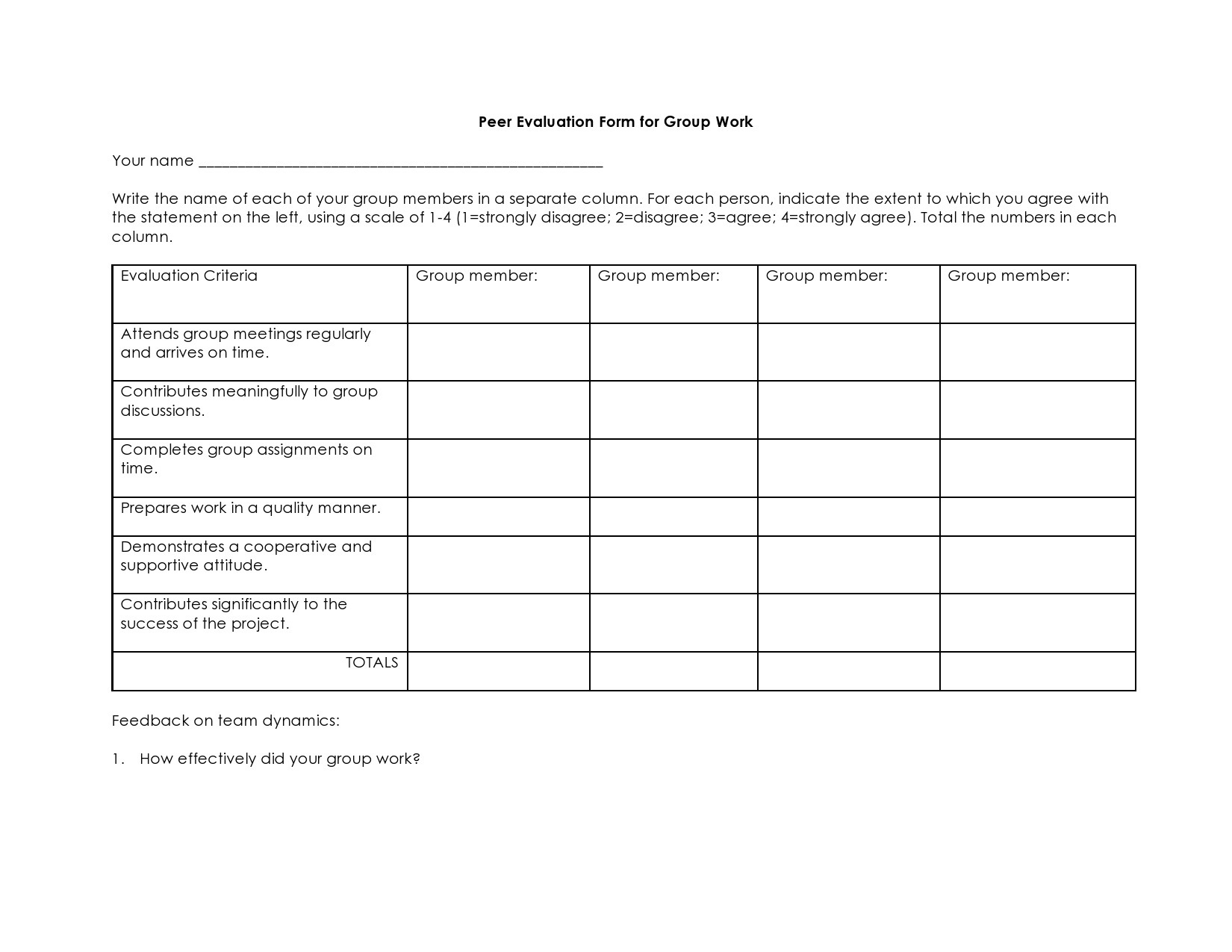 43 Great Peer Evaluation Forms [+Group Review] ᐅ Templatelab within Peer Review Sample Template