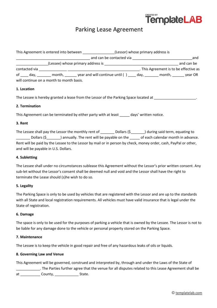 Tenancy Agreement Sample Template