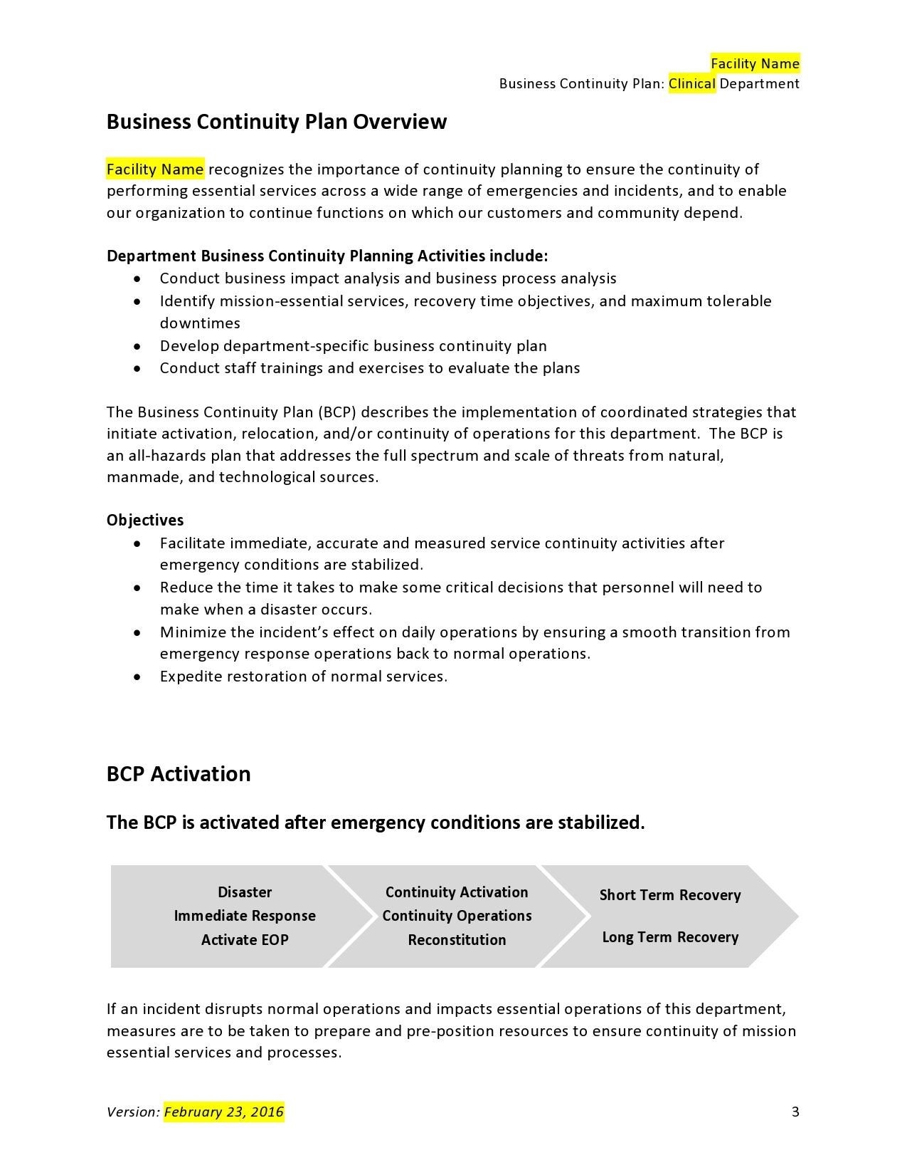 46 Best Business Continuity Plan Templates [Word &amp;amp; Pdf] with regard to Sample BCP Template