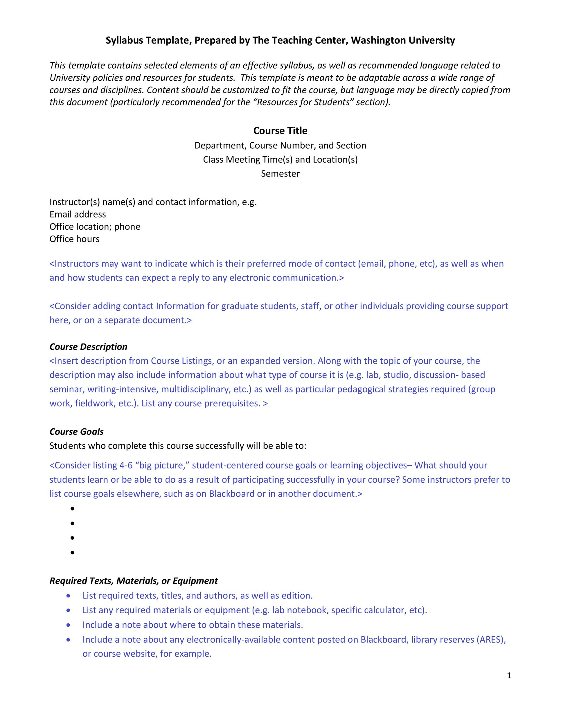 47 Editable Syllabus Templates (Course Syllabus) ᐅ Templatelab in Course Syllabus Sample Template