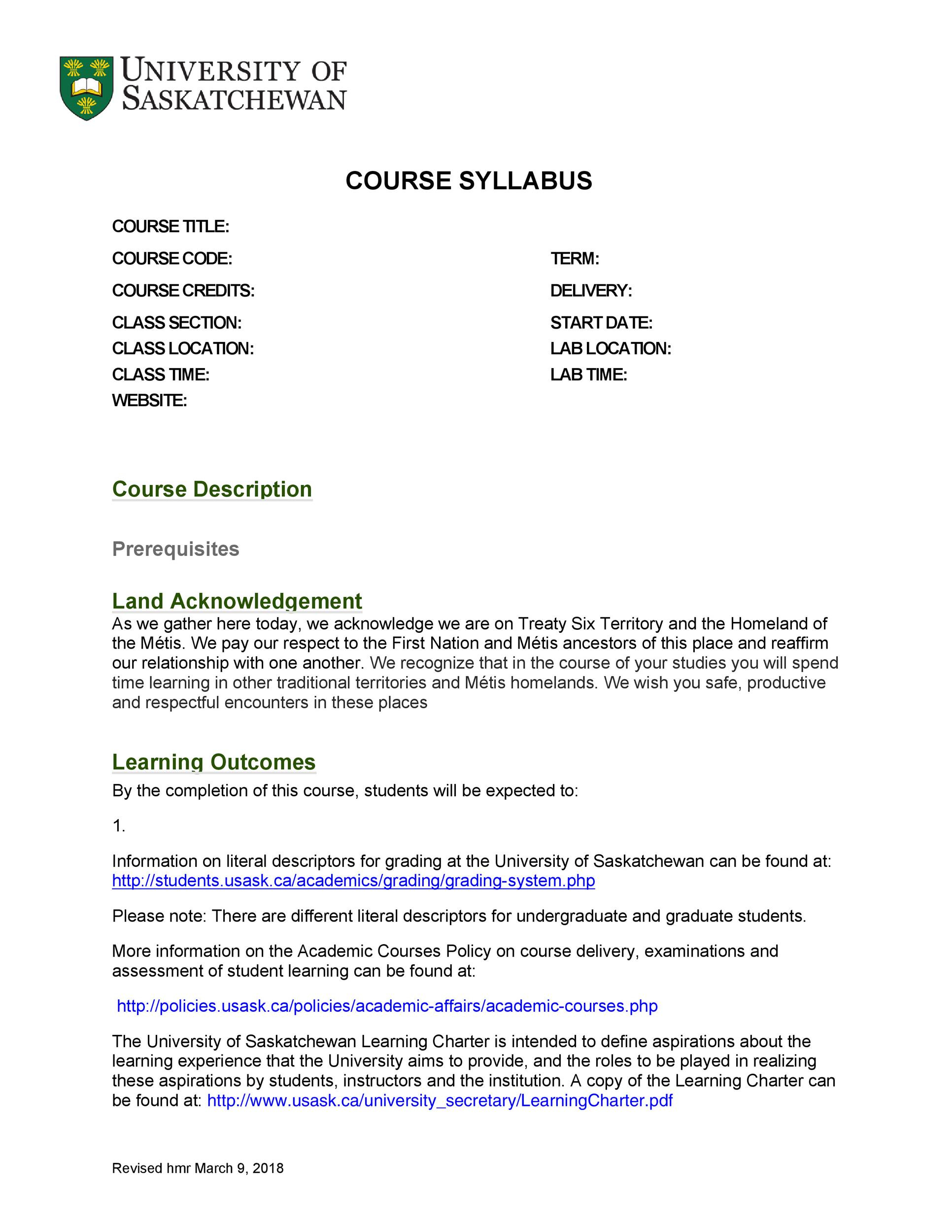 47 Editable Syllabus Templates (Course Syllabus) ᐅ Templatelab pertaining to Syllabus Sample Template