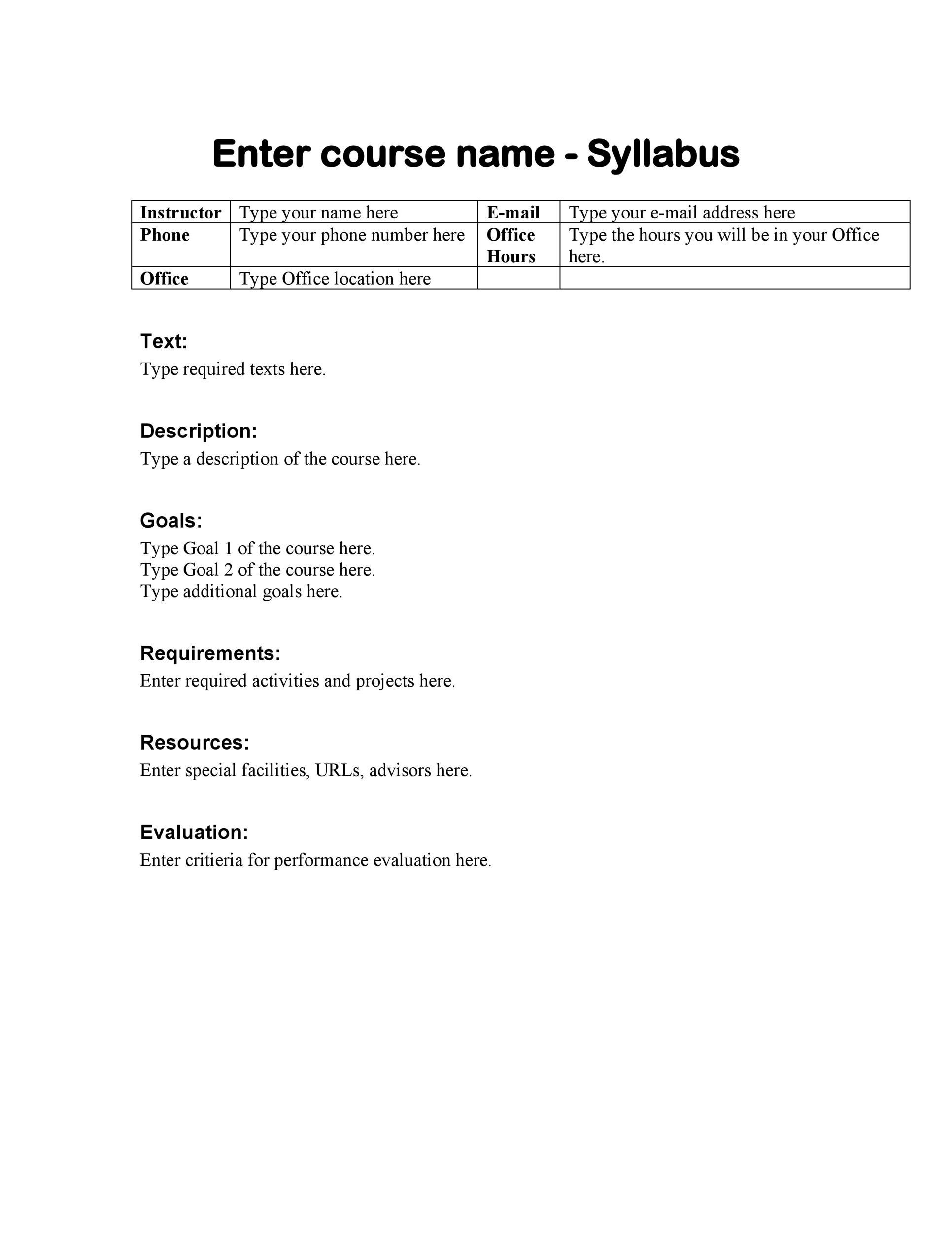 47 Editable Syllabus Templates (Course Syllabus) ᐅ Templatelab with regard to Syllabus Template Sample