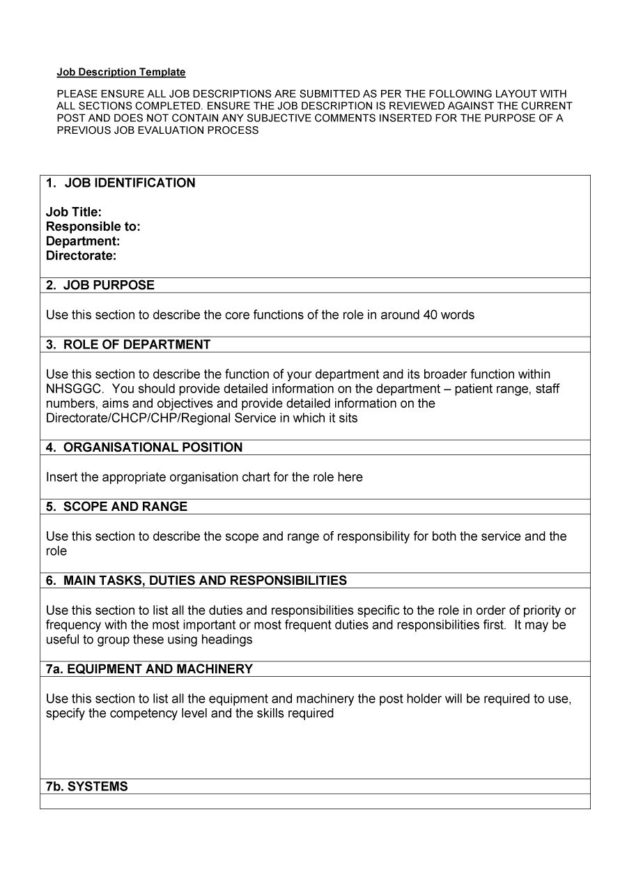 47 Job Description Templates &amp;amp; Examples ᐅ Templatelab for Job Description Sample Templates