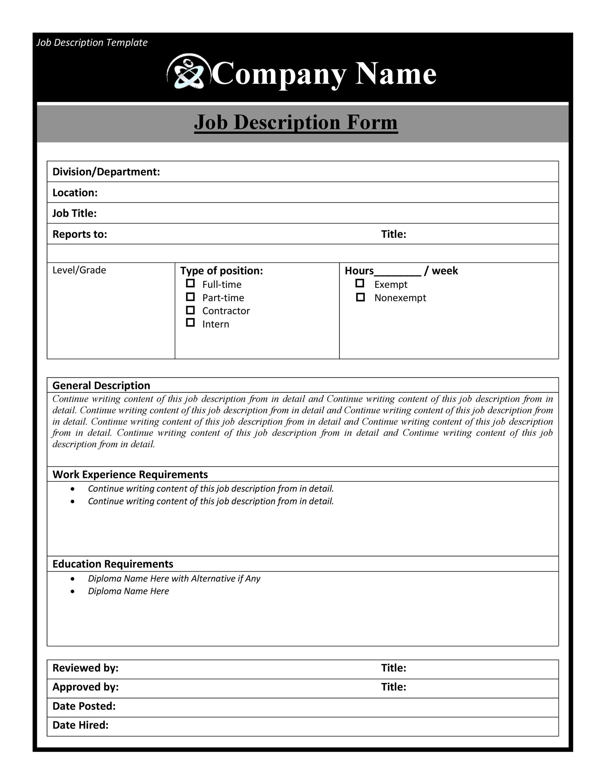 47 Job Description Templates &amp;amp; Examples ᐅ Templatelab inside Job Description Template Sample