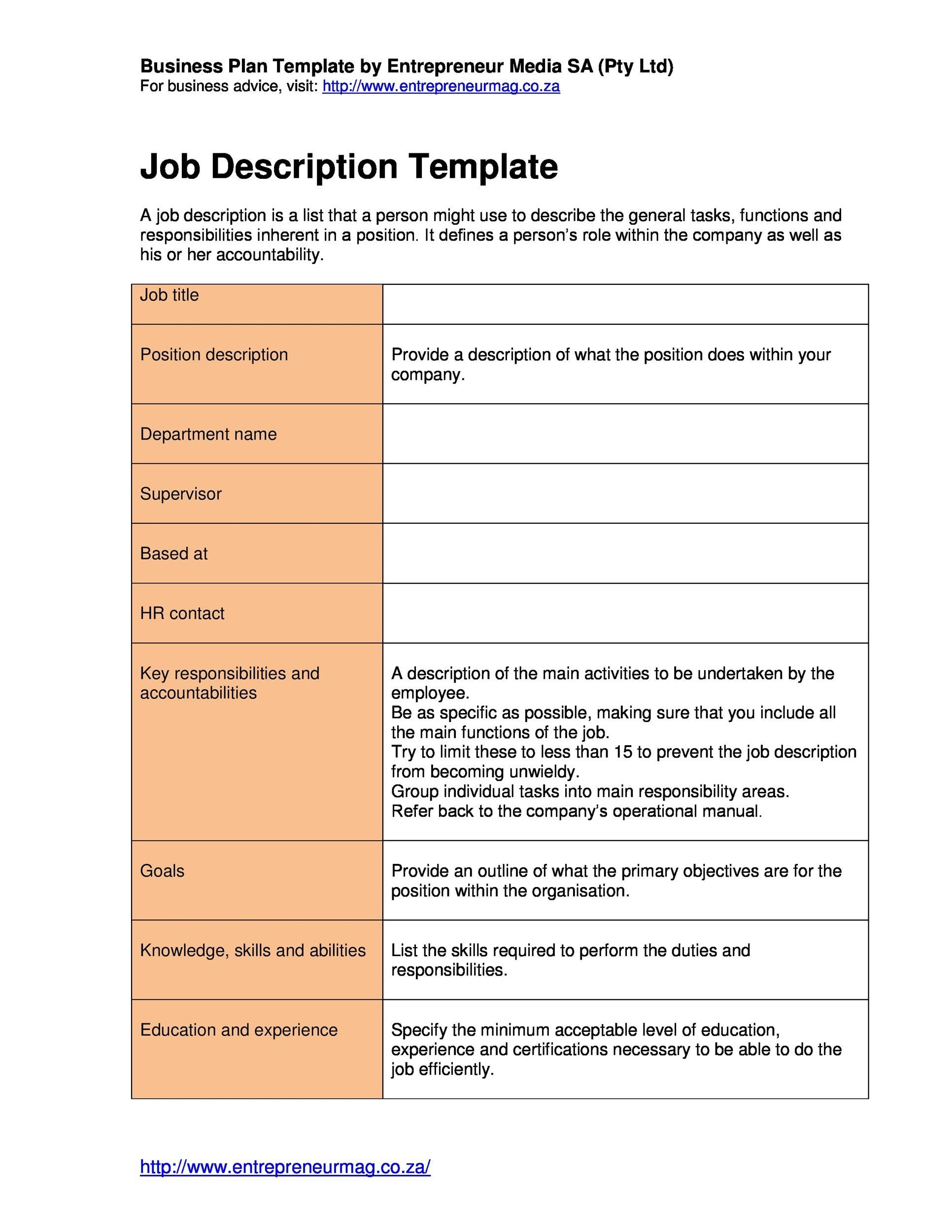 47 Job Description Templates &amp;amp; Examples ᐅ Templatelab intended for Job Description Template Sample