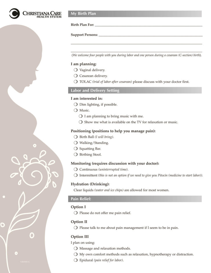 Birth Plan Sample Template