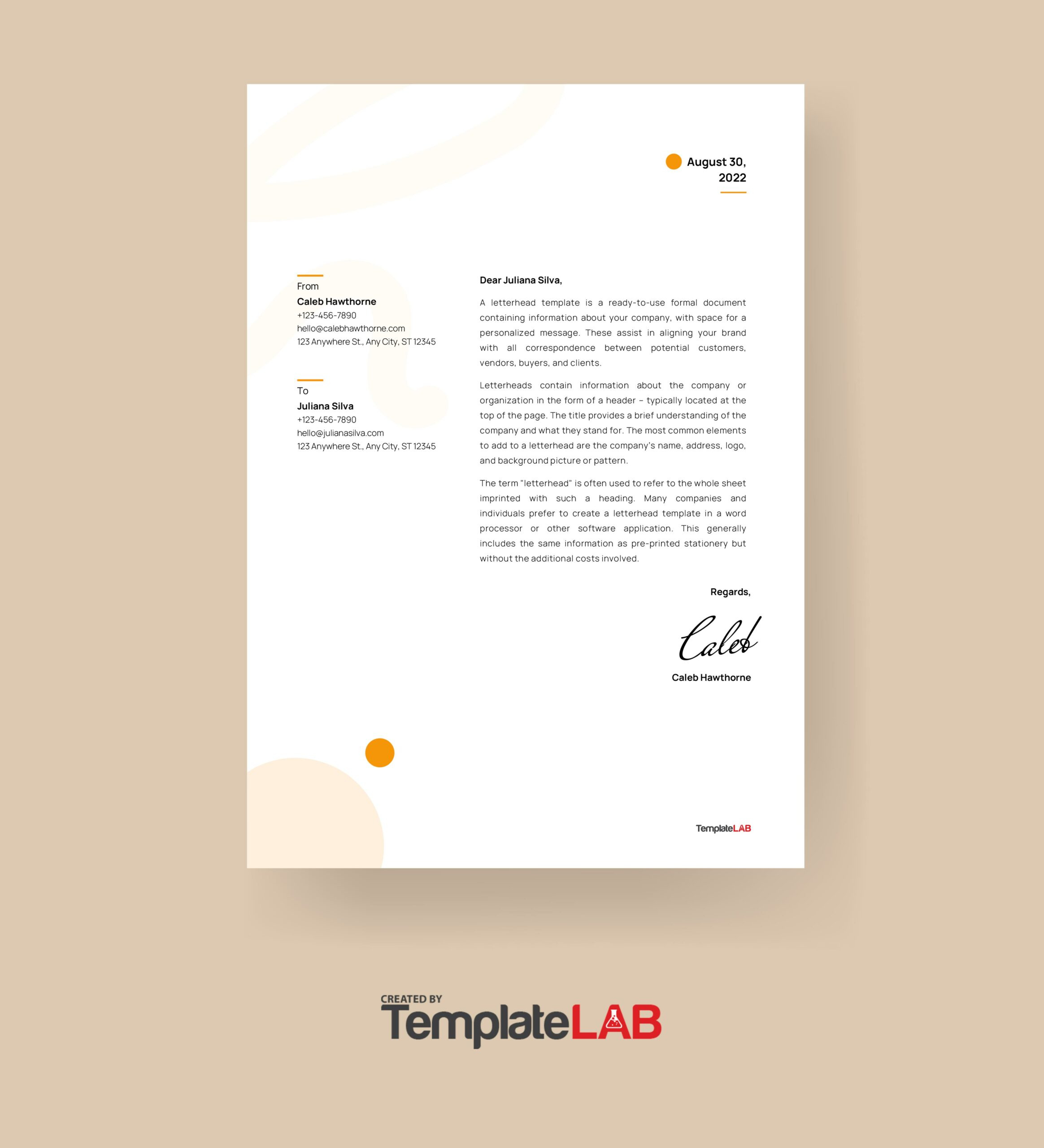 48 Free Letterhead Templates &amp;amp; Examples (Company, Business, Personal) with Personal Letterhead Template Sample