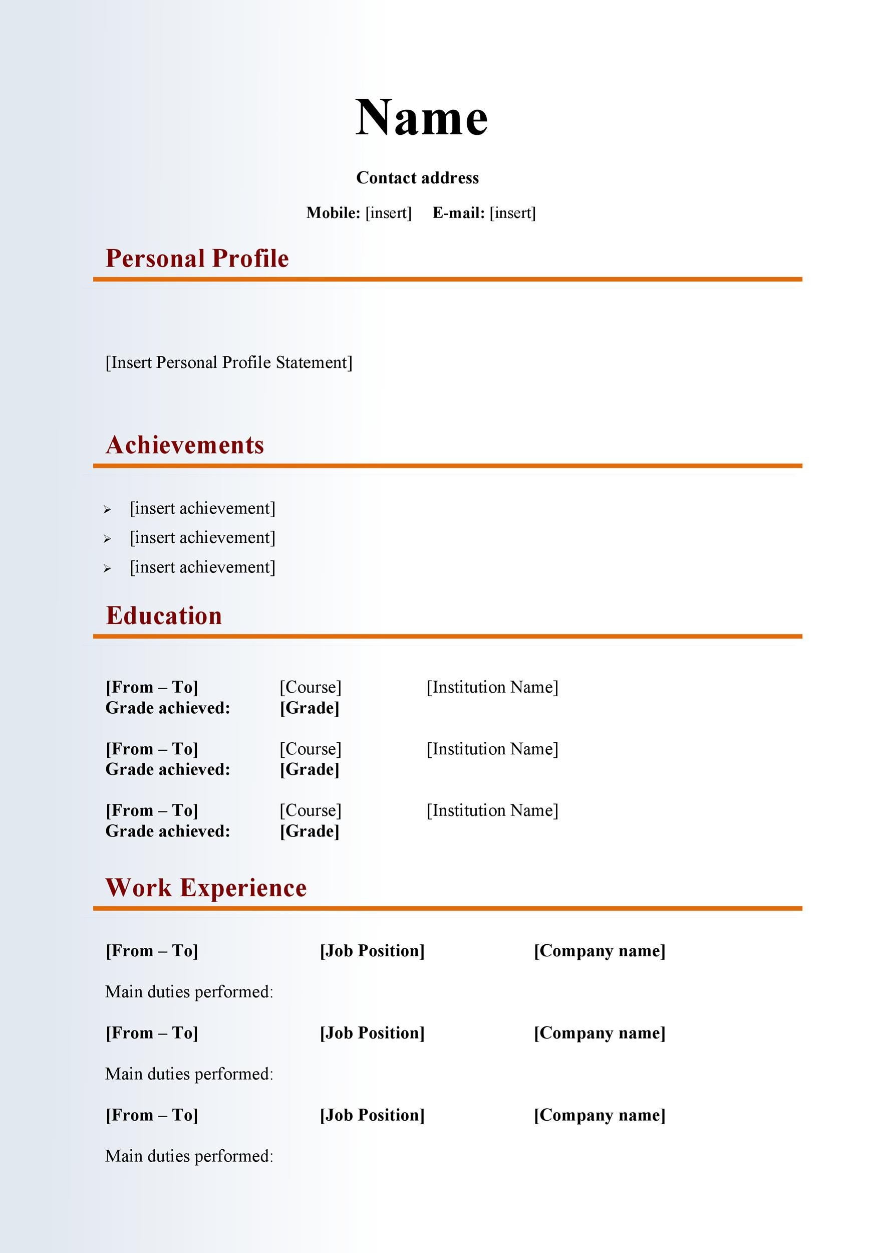 48 Great Curriculum Vitae Templates &amp;amp; Examples ᐅ Templatelab with regard to Curriculum Sample Template