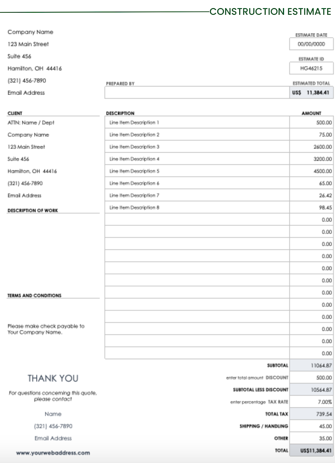 5 Free Construction Estimate Templates That General Contractors pertaining to Construction Estimate Sample Template