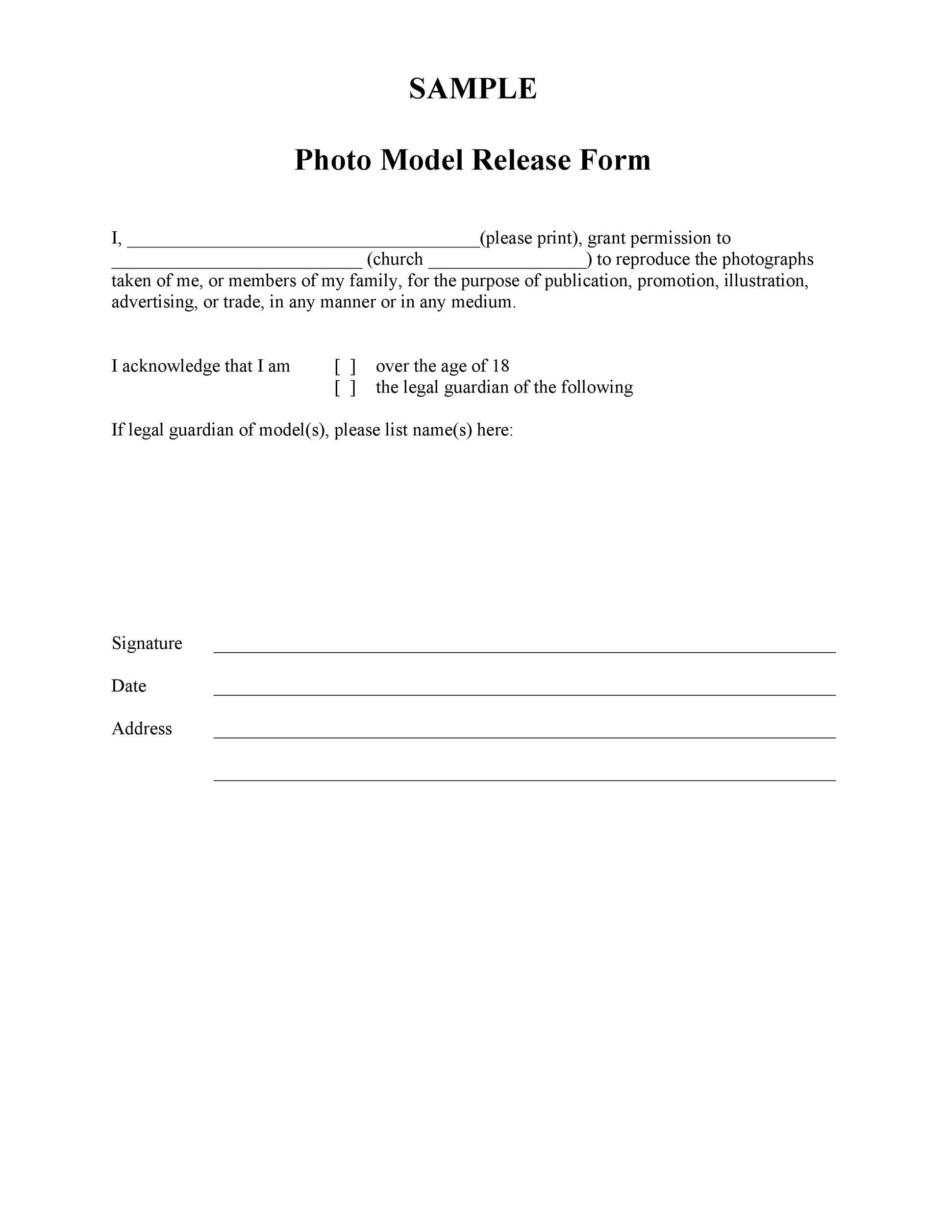 50 Best Model Release Forms (Free Templates) ᐅ Templatelab within Photo Release Form Template Sample