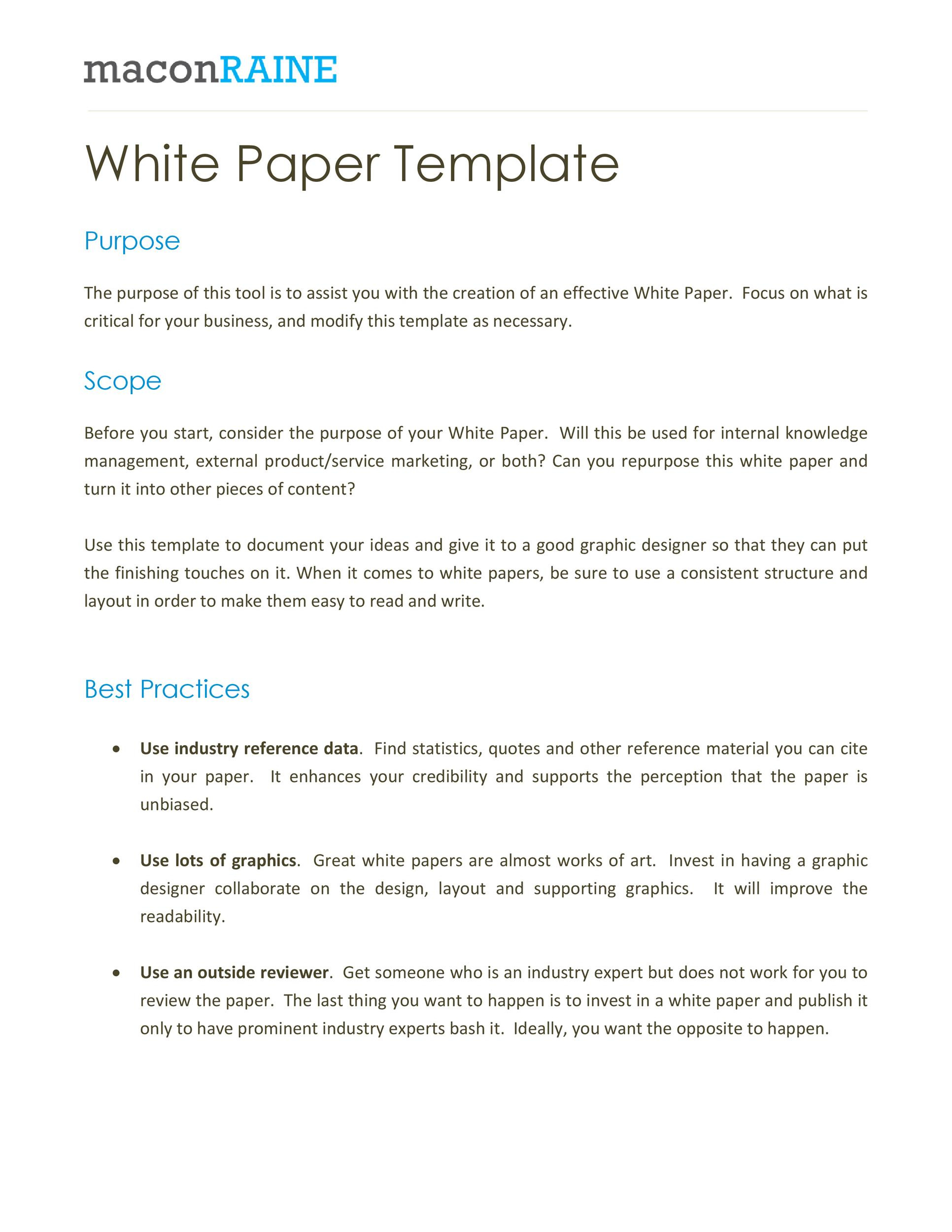 50 Best White Paper Templates (Ms Word) ᐅ Templatelab pertaining to White Paper Sample Template