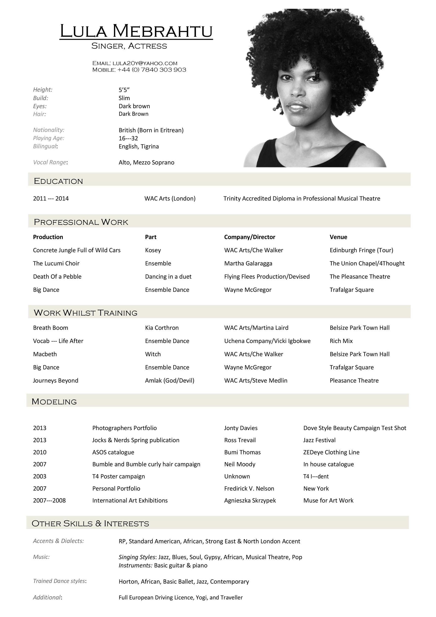 50 Free Acting Resume Templates (Word &amp;amp; Google Docs) ᐅ Templatelab inside Sample Acting Resume Template