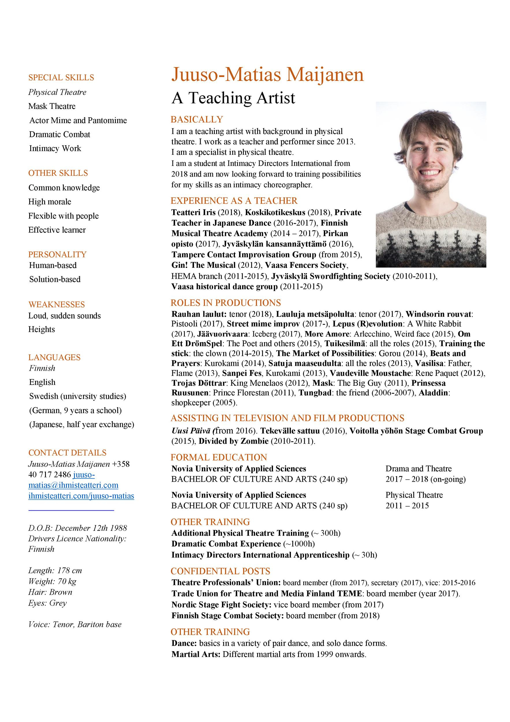 50 Free Acting Resume Templates (Word &amp;amp; Google Docs) ᐅ Templatelab within Sample Acting Resume Template