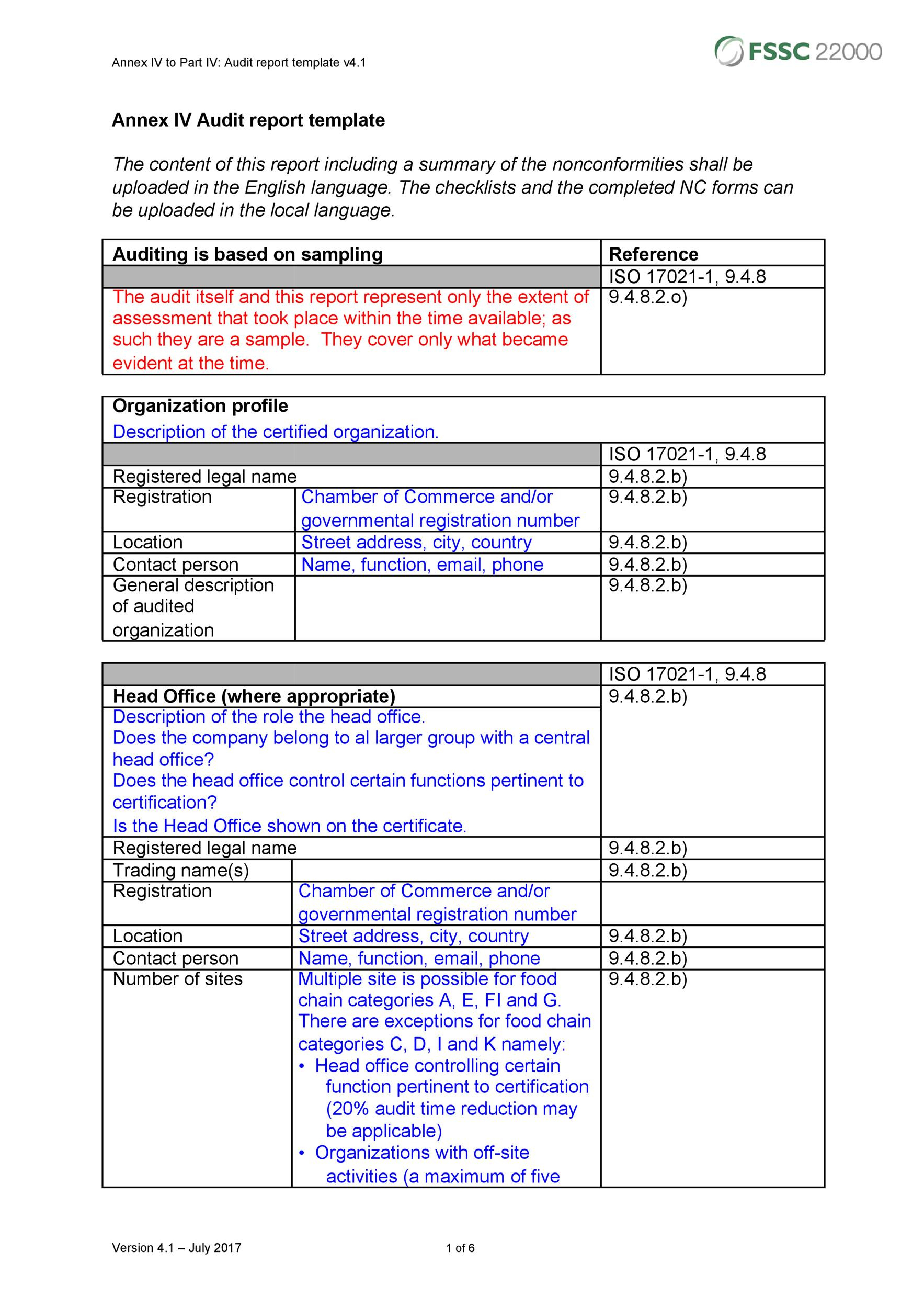 50 Free Audit Report Templates (Internal Audit Reports) ᐅ Templatelab for Internal Audit Report Template Sample