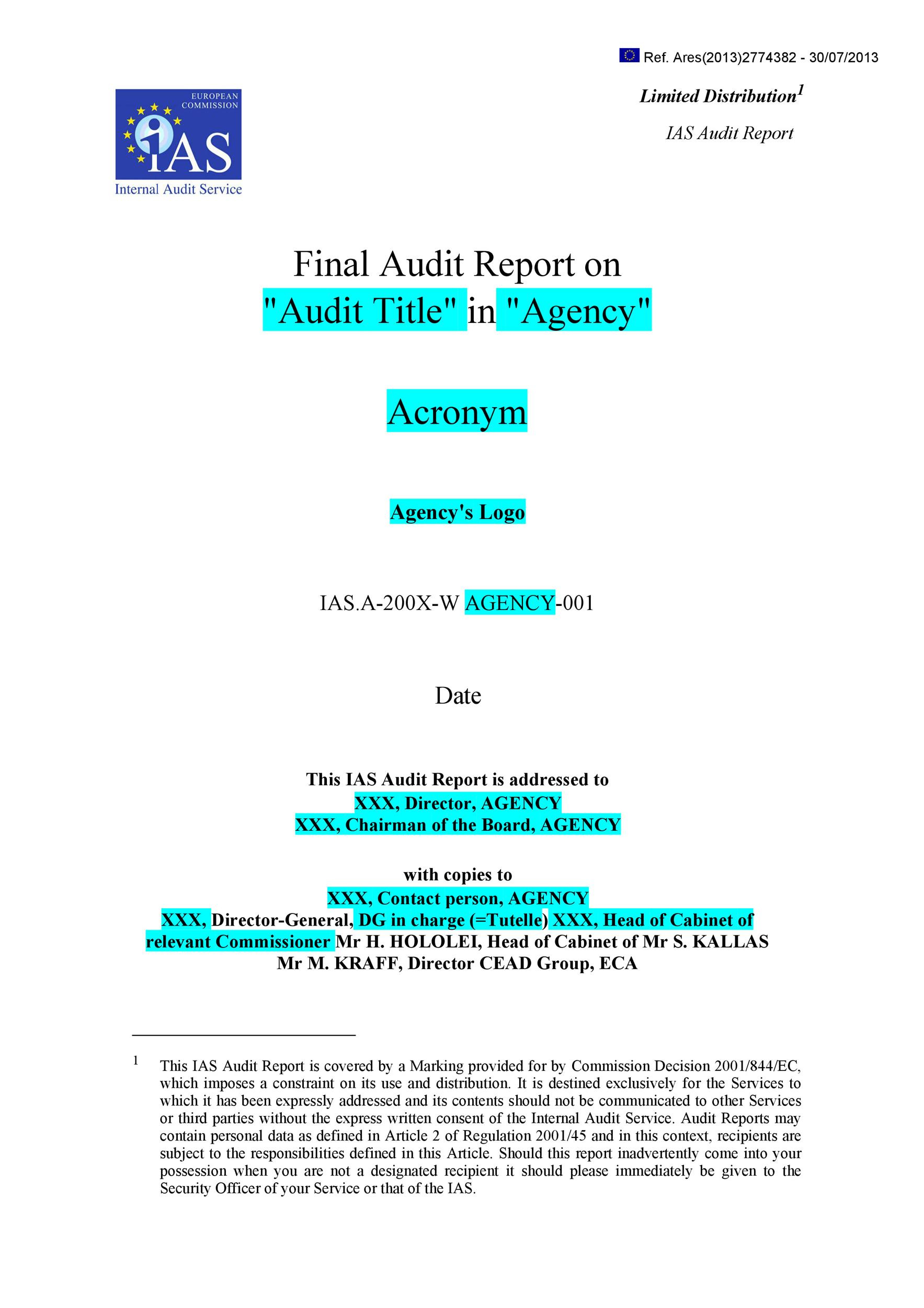 50 Free Audit Report Templates (Internal Audit Reports) ᐅ Templatelab for Sample Audit Report Template