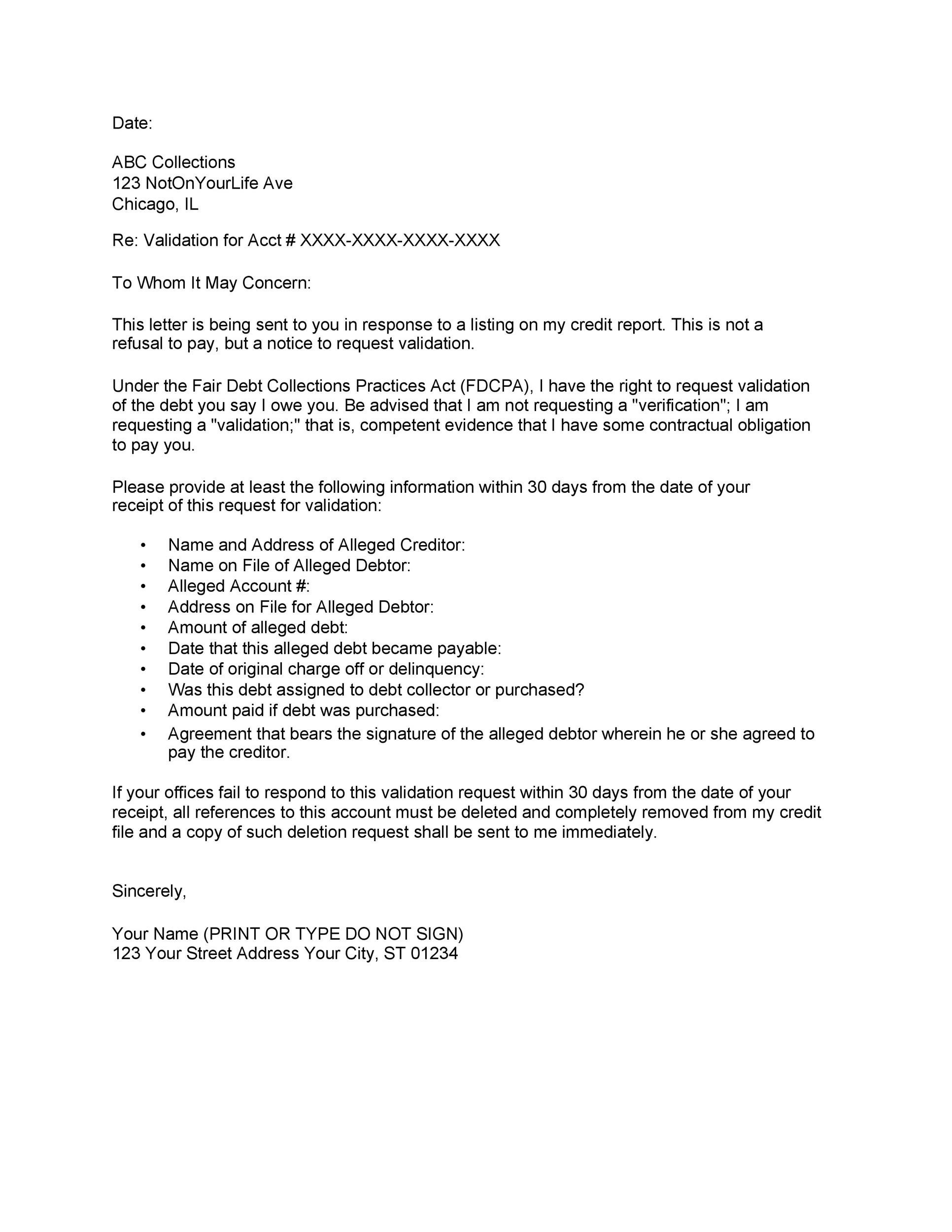 50 Free Debt Validation Letter Templates [&amp;amp; Samples] ᐅ Templatelab intended for Debt Validation Letter Sample Template
