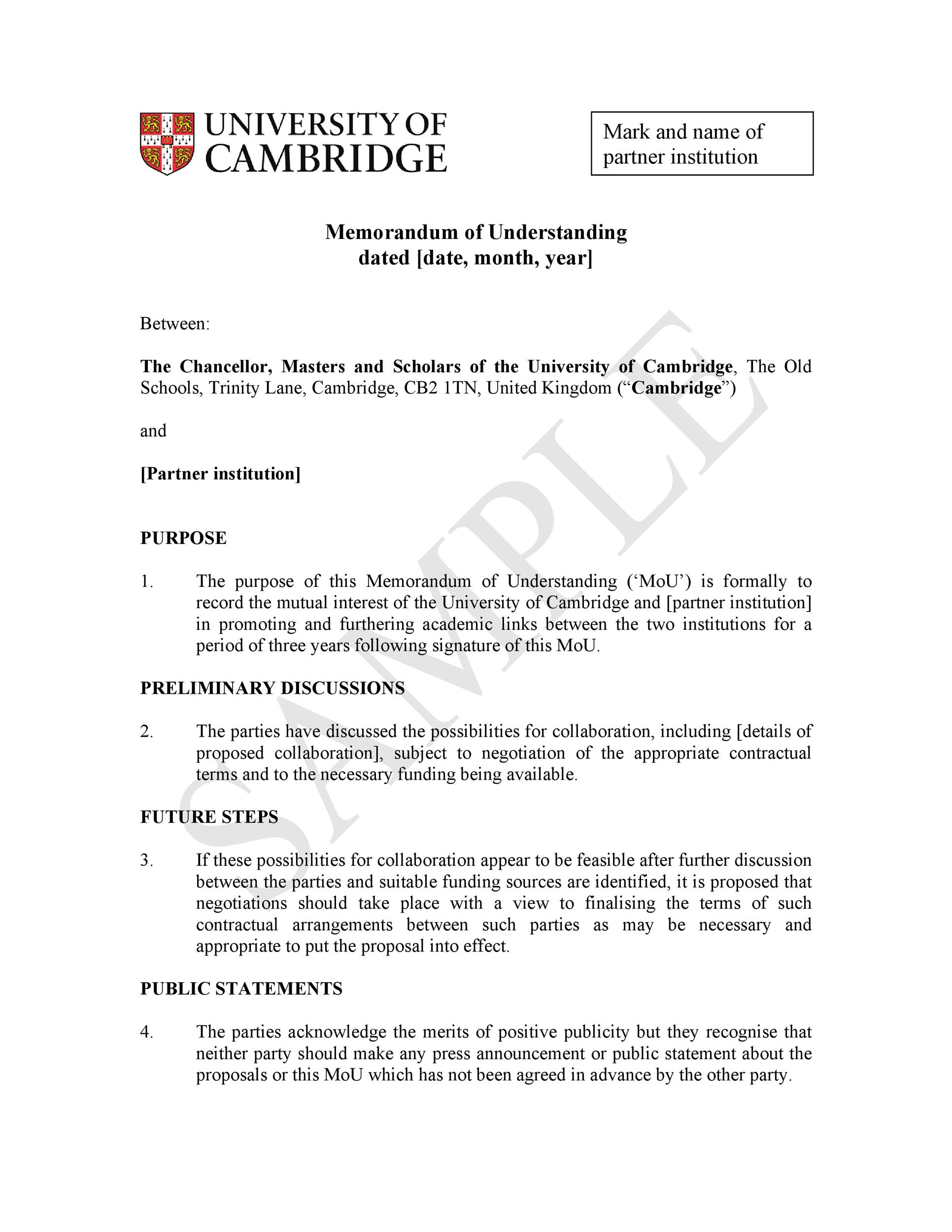 50 Free Memorandum Of Understanding Templates [Word] pertaining to Free Memorandum of Understanding Sample Template