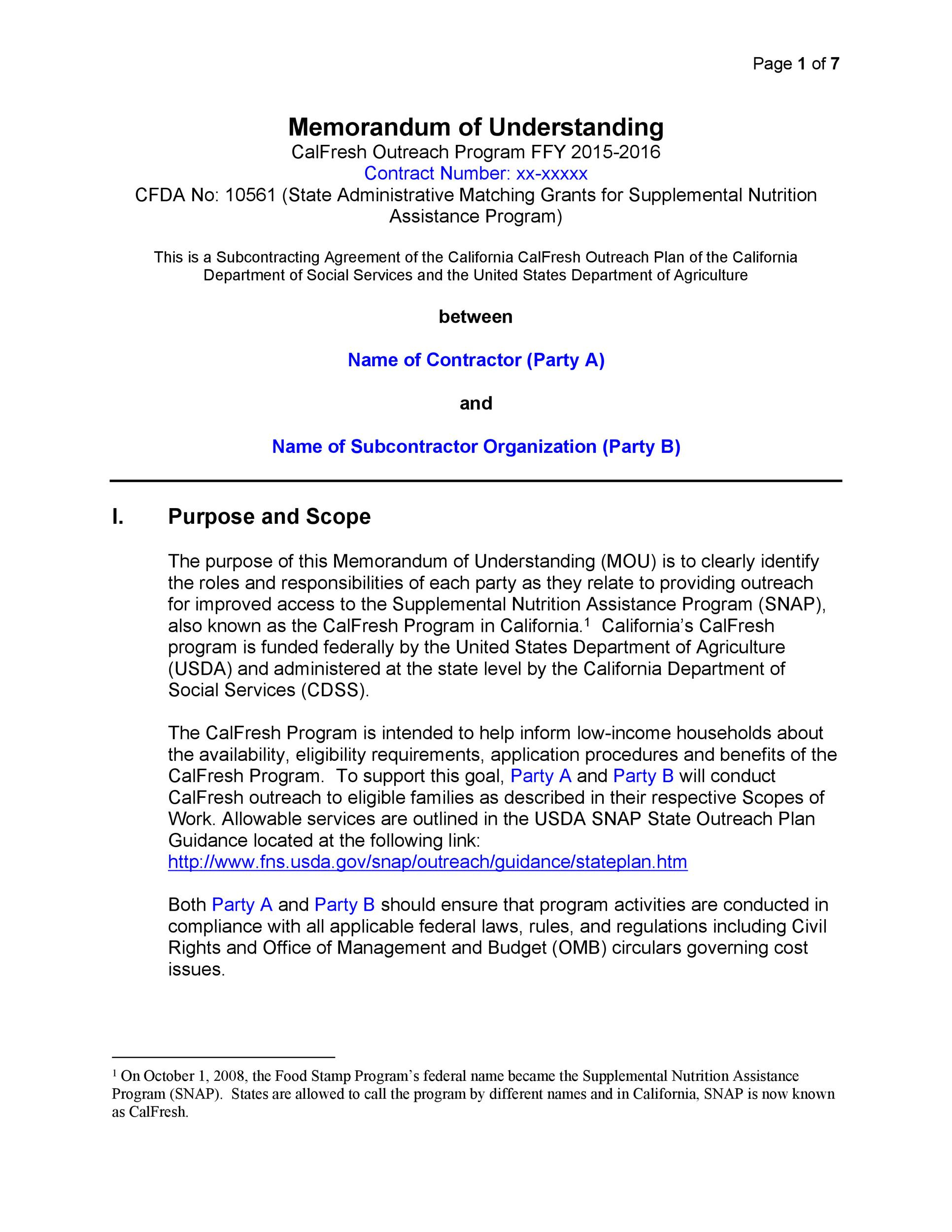 50 Free Memorandum Of Understanding Templates [Word] pertaining to Memorandum of Understanding (MOU) Template Sample