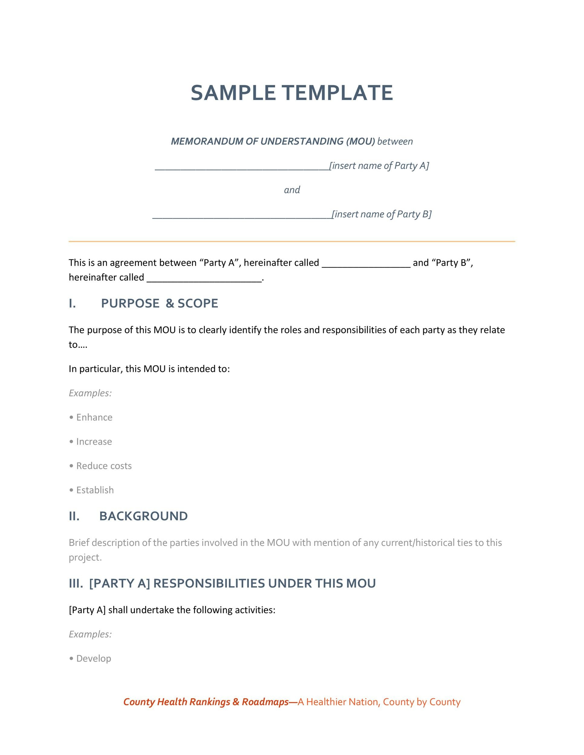 50 Free Memorandum Of Understanding Templates [Word] pertaining to MOA Sample Template