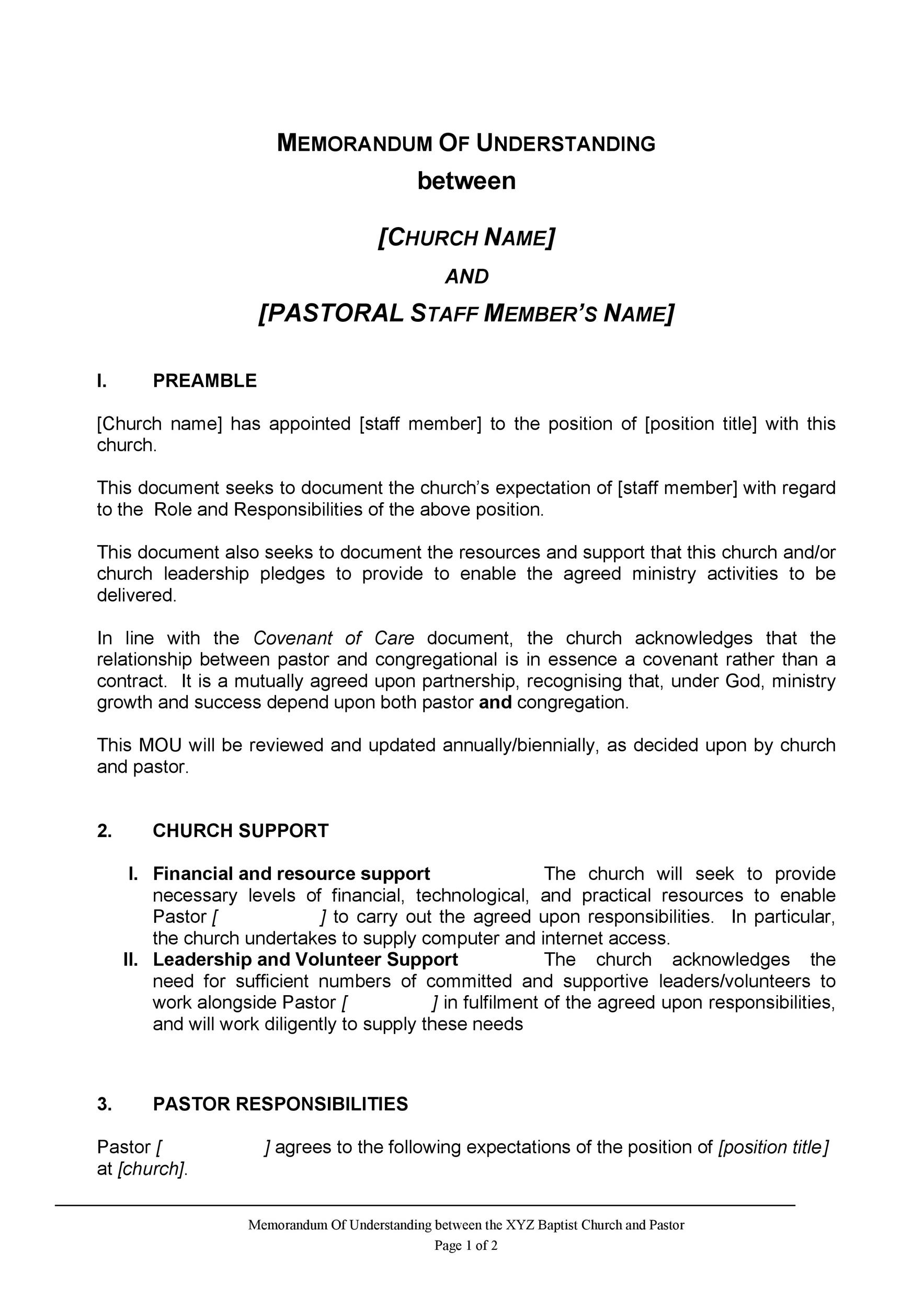 50 Free Memorandum Of Understanding Templates [Word] within Free Memorandum of Understanding Sample Template
