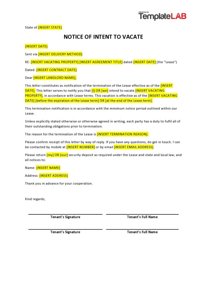 60-Day Notice Letter Sample Template