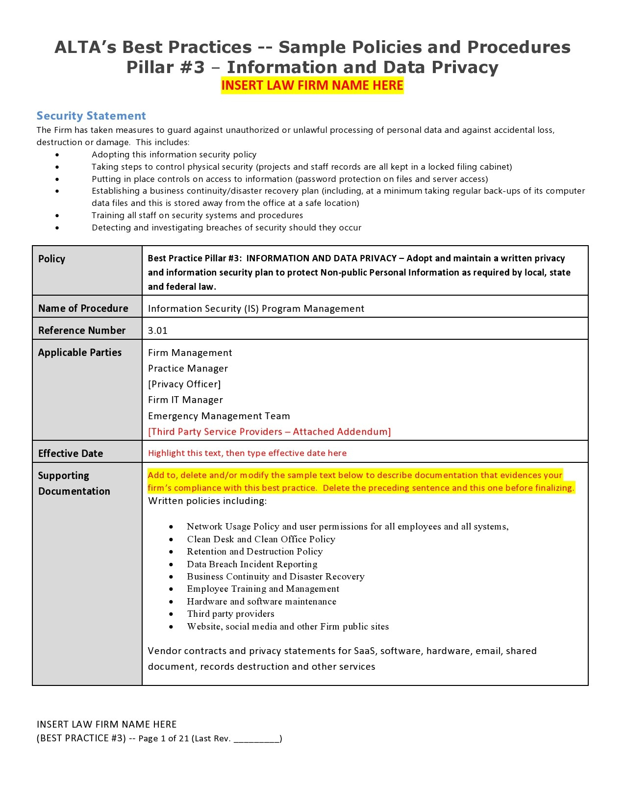 50 Free Policy And Procedure Templates (&amp;amp; Manuals) ᐅ Templatelab inside Procedure Document Sample Template