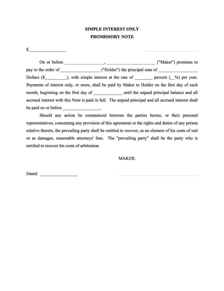 Free Promissory Note Sample Template