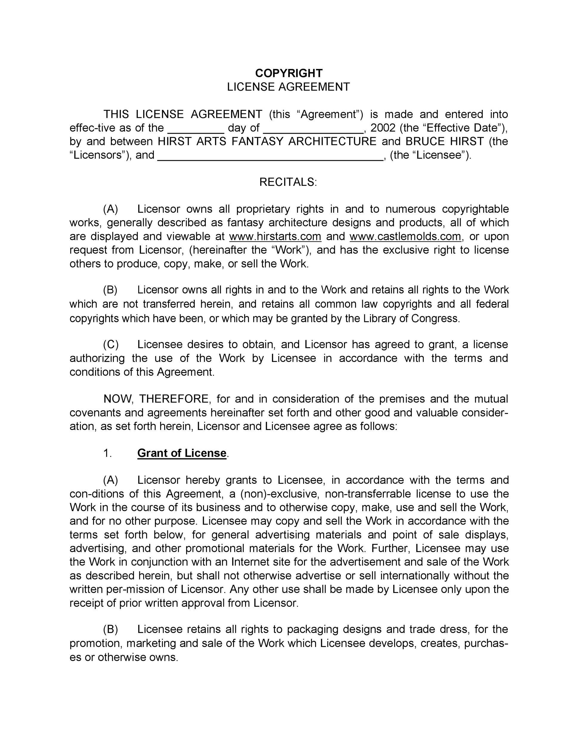 50 Professional License Agreement Templates ᐅ Templatelab in Licensing Agreement Template Sample