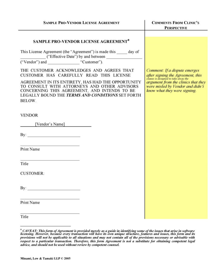 Licensing Agreement Template Sample