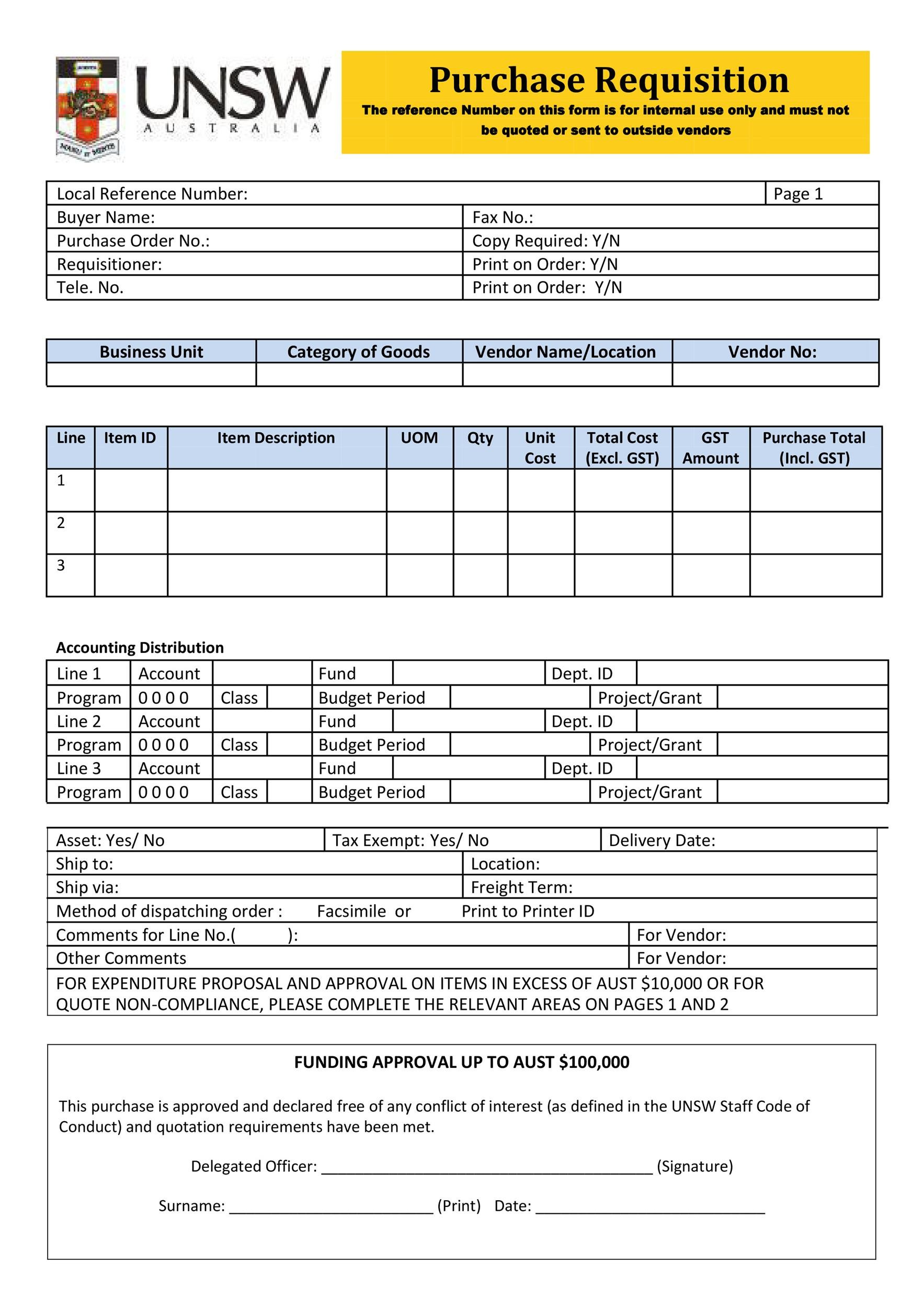 50 Professional Requisition Forms [Purchase / Materials / Lab] regarding Requisition Form Sample Template