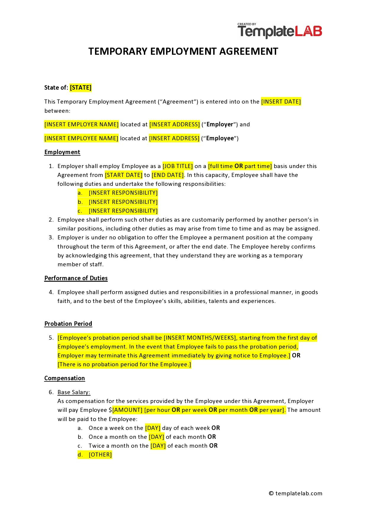 50 Ready-To-Use Employment Contracts (Samples &amp;amp; Templates) ᐅ in Teacher Contract Sample Template