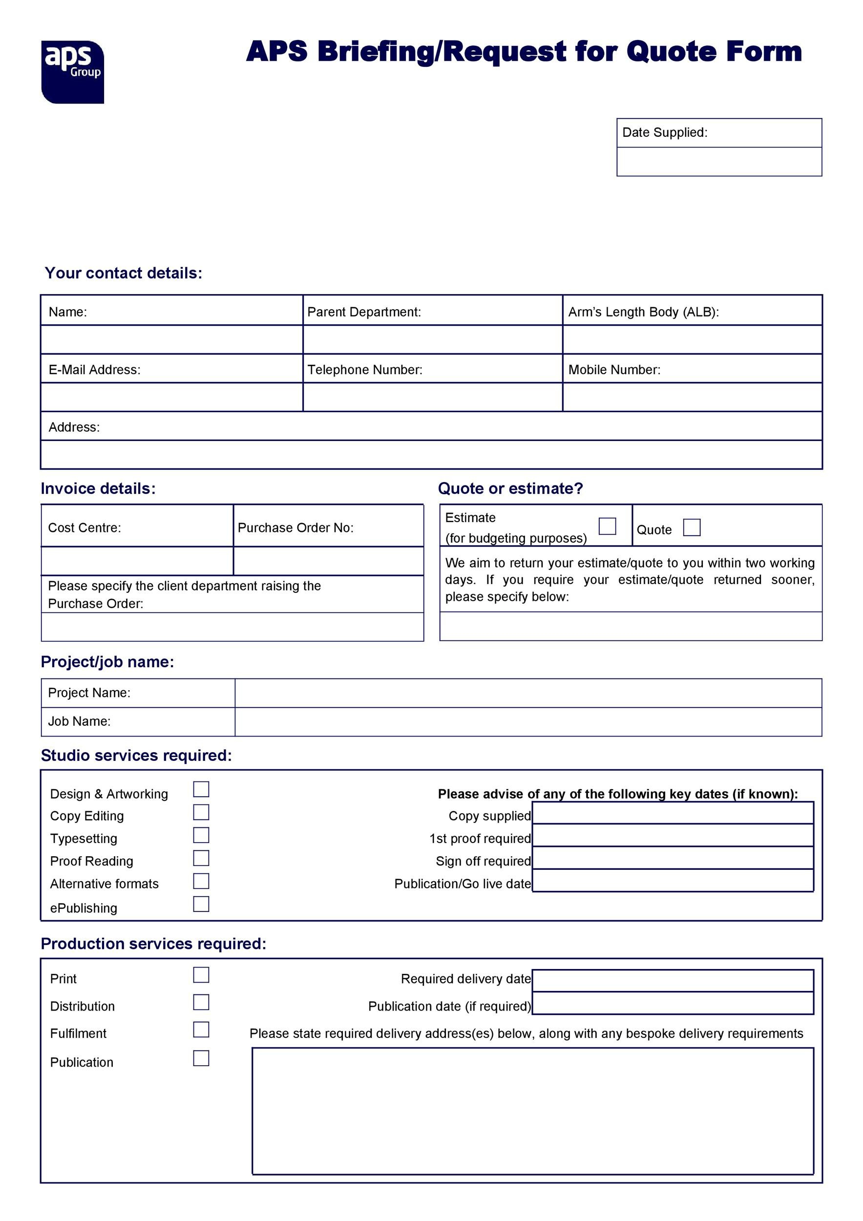 50 Simple Request For Quote Templates (&amp;amp; Forms) ᐅ Templatelab within Quotation Request Sample Template