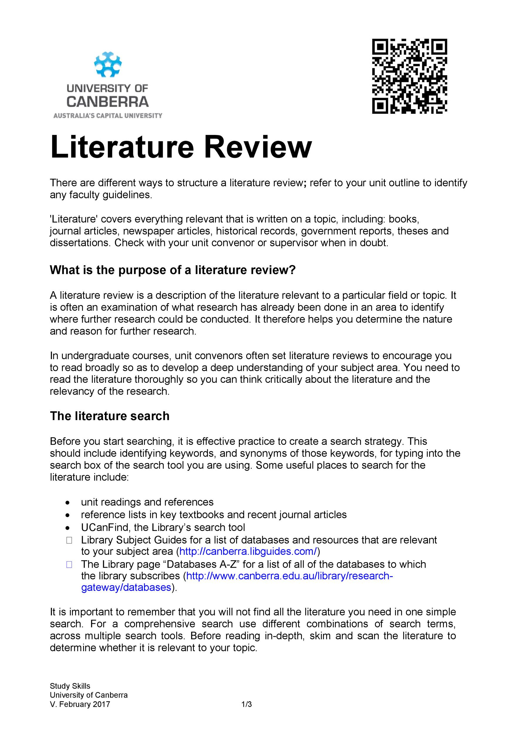 50 Smart Literature Review Templates (Apa) ᐅ Templatelab with regard to Literature Review Sample Template