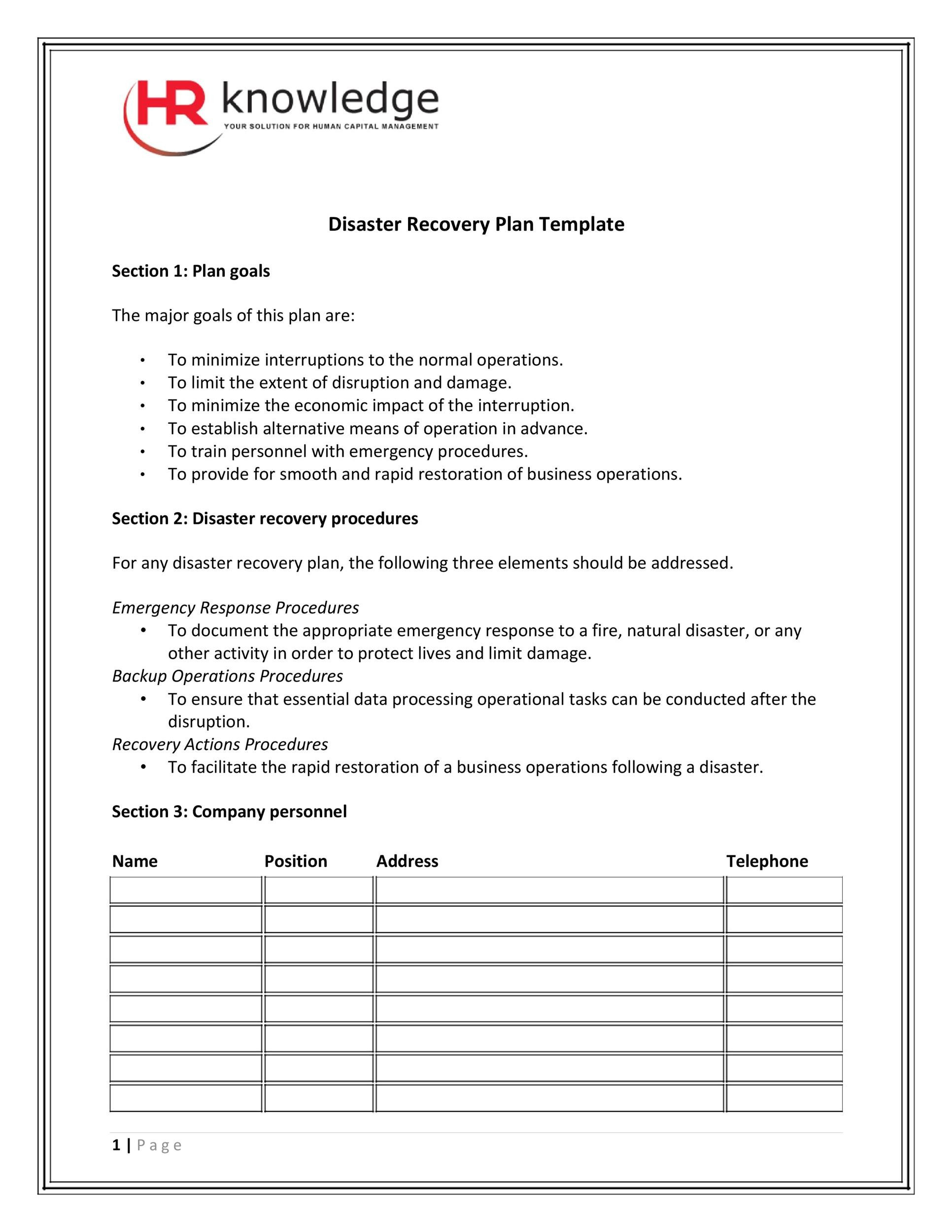 52 Effective Disaster Recovery Plan Templates [Drp] ᐅ Templatelab regarding Disaster Recovery Plan Template Sample