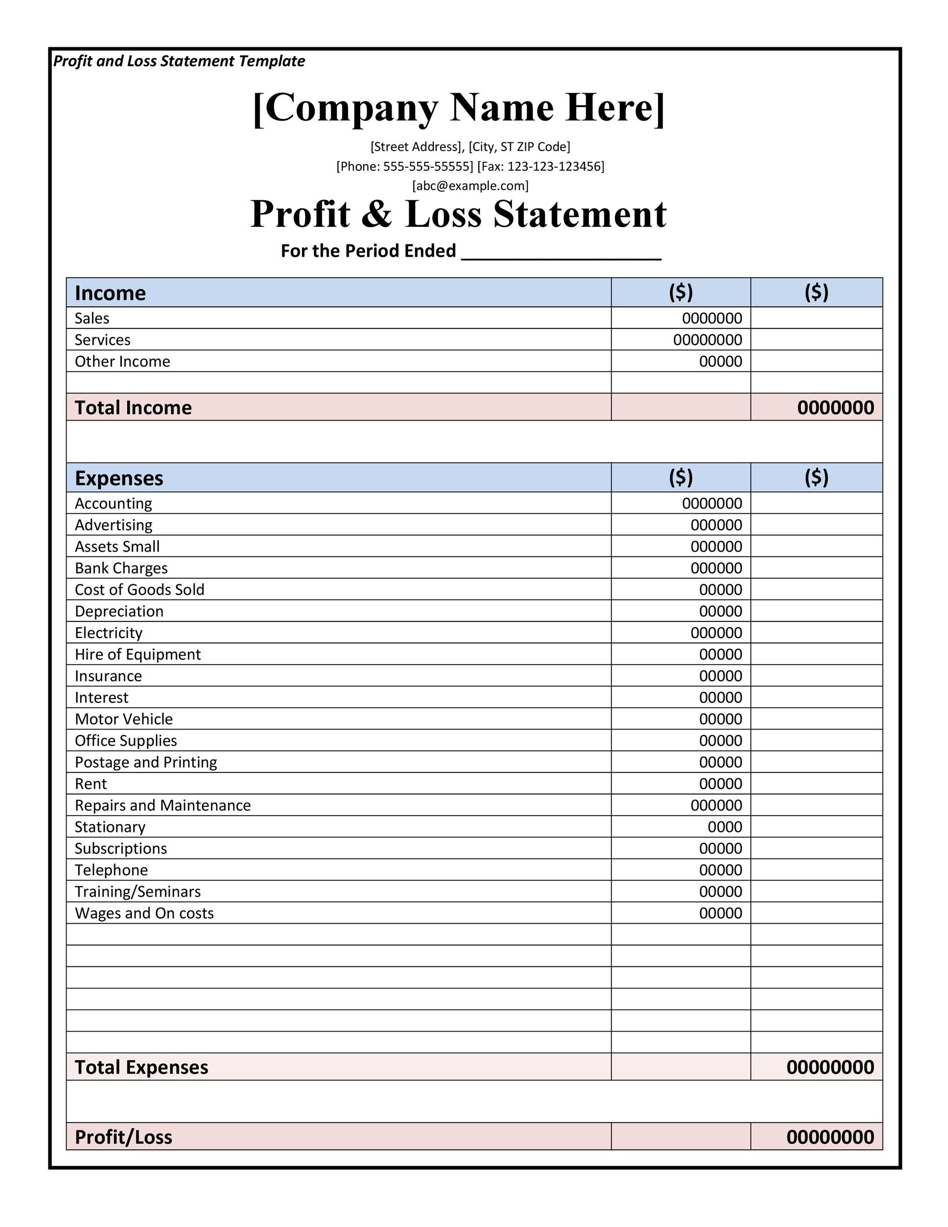 53 Profit And Loss Statement Templates &amp;amp; Forms [Excel, Pdf] pertaining to Profit and Loss Statement Sample Template
